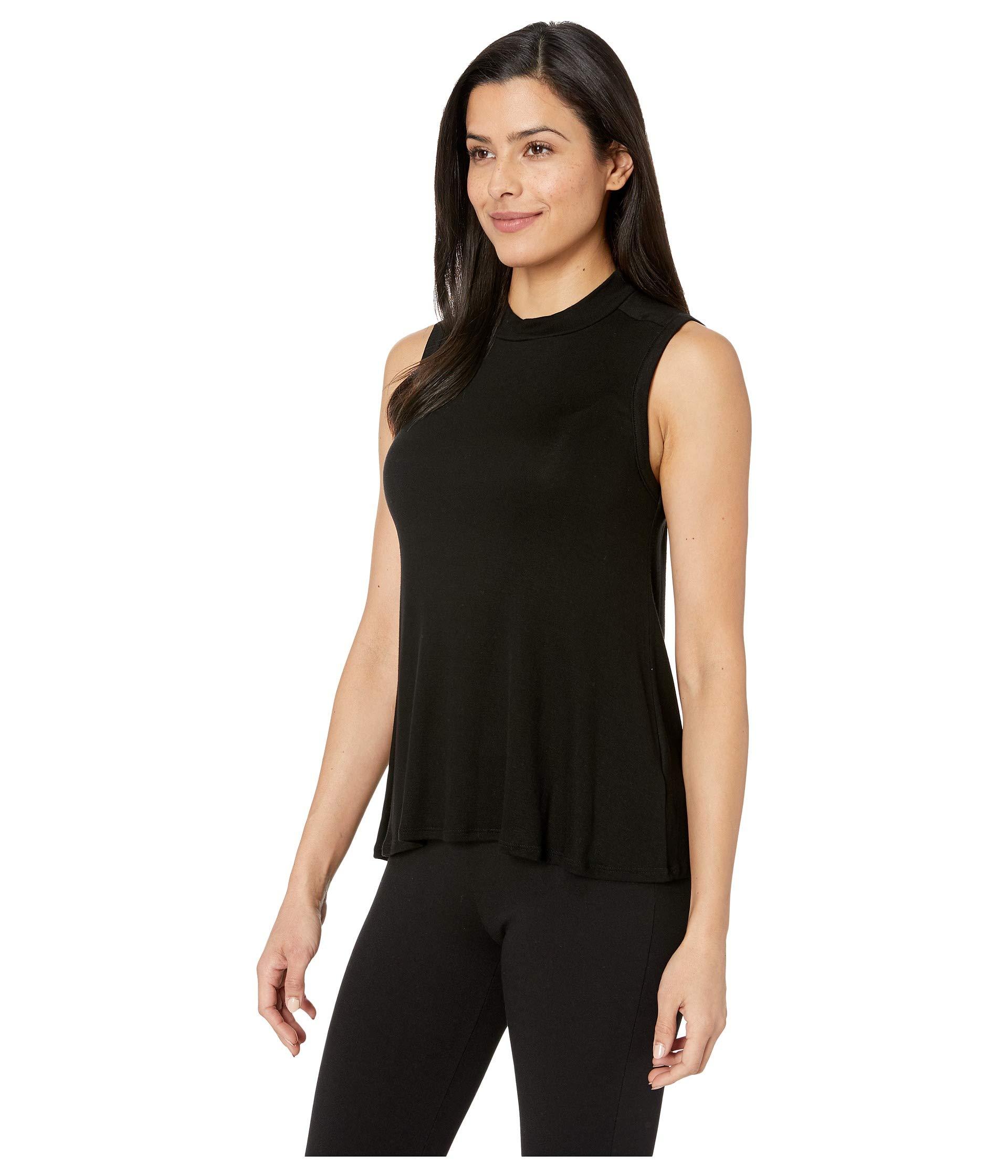 Download Three Dots Synthetic Luxe Rib Sleeveless Mock Tank Top in Black - Lyst