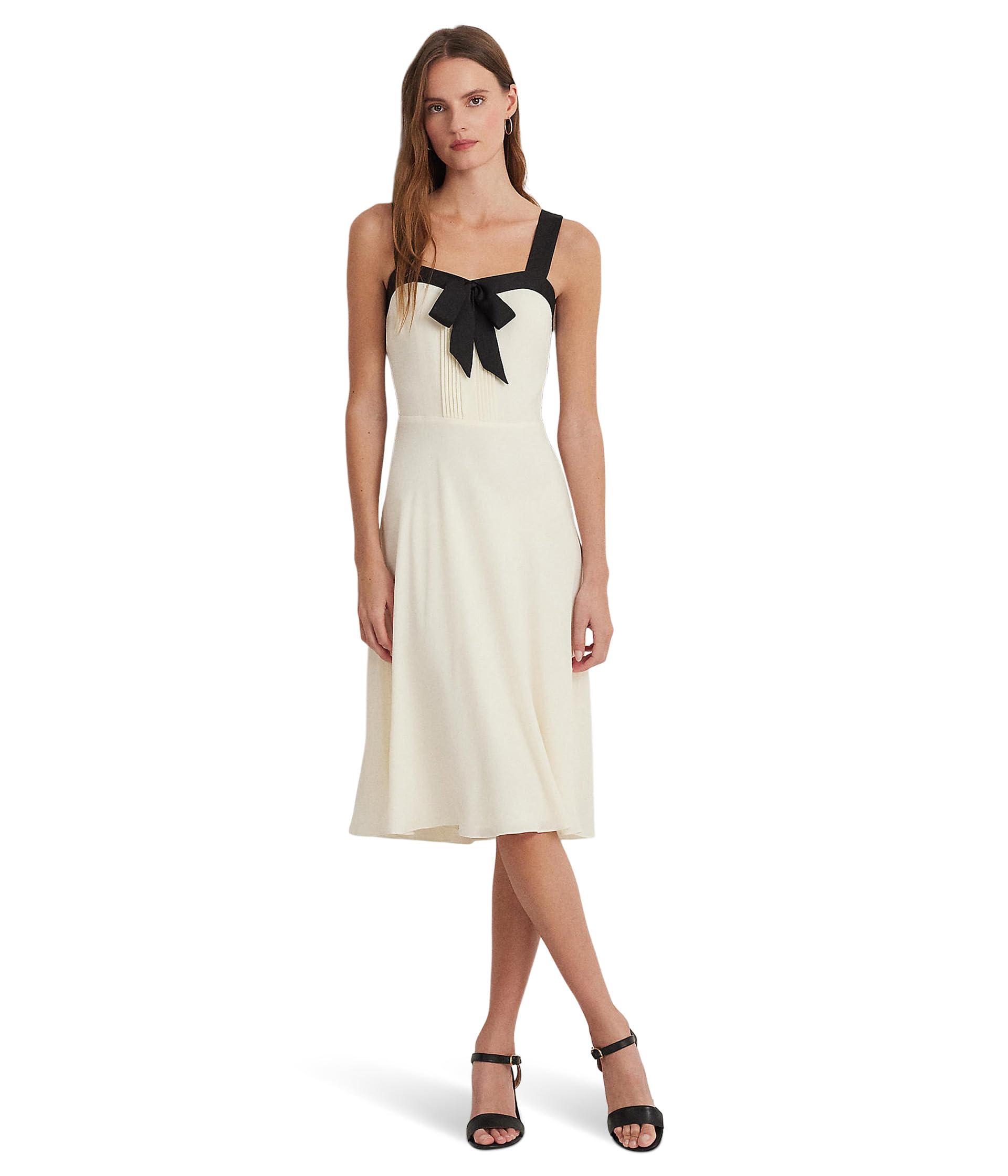 Ralph Lauren Two tone Georgette Sleeveless Dress in Natural Lyst