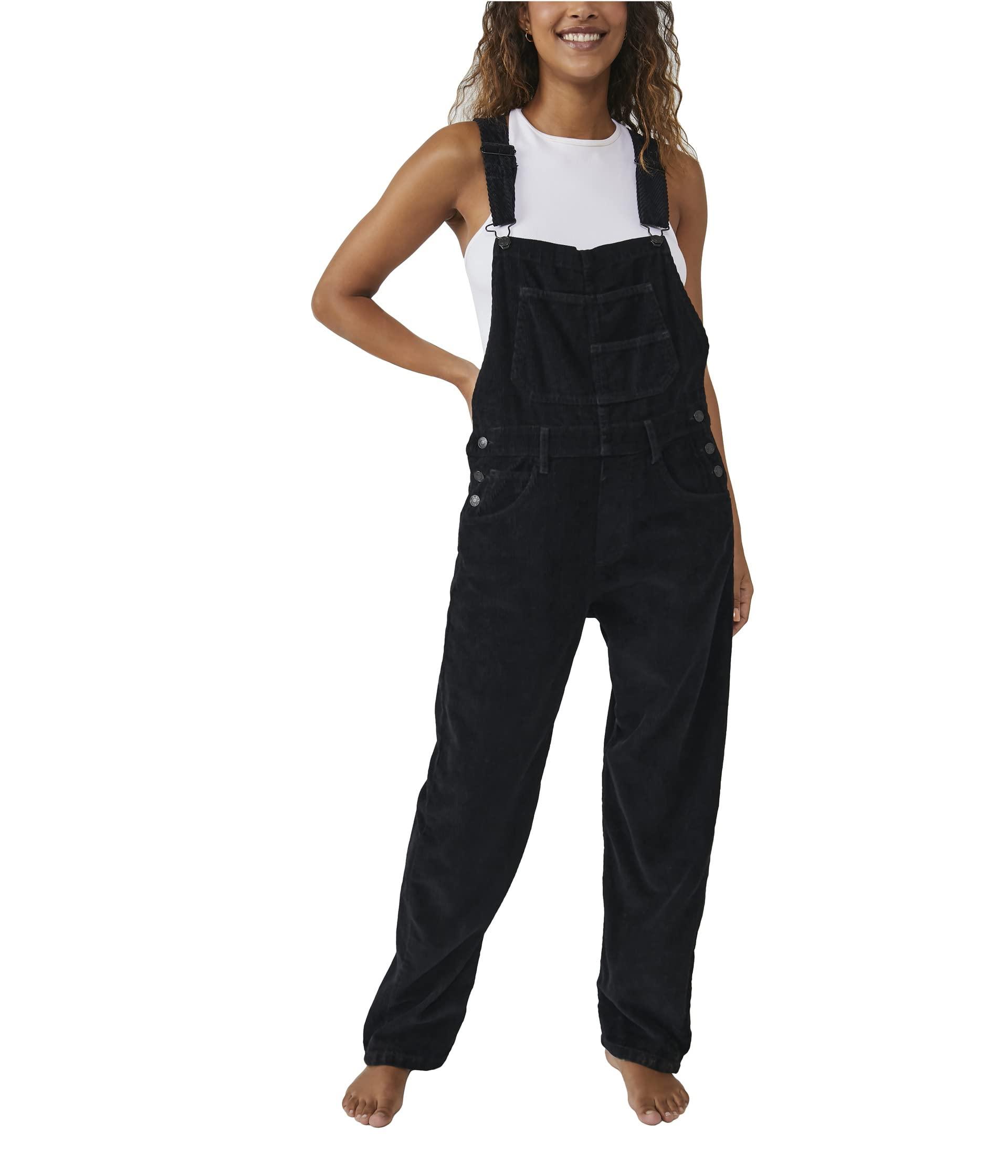 Free People We The Free Ziggy Cord Overalls in Black | Lyst
