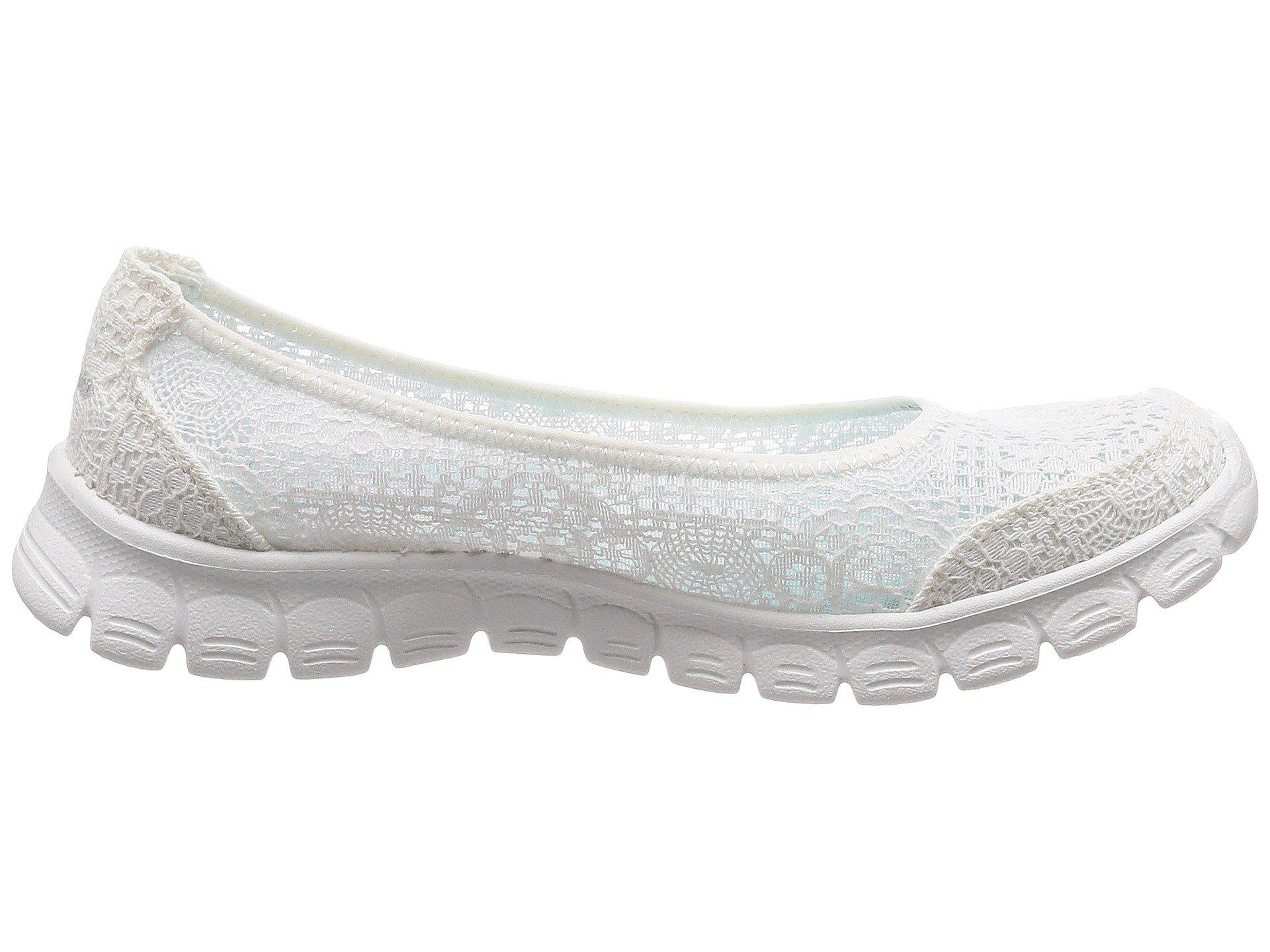Skechers Lace 23437 Closed Toe Ballet Flats in White - Lyst
