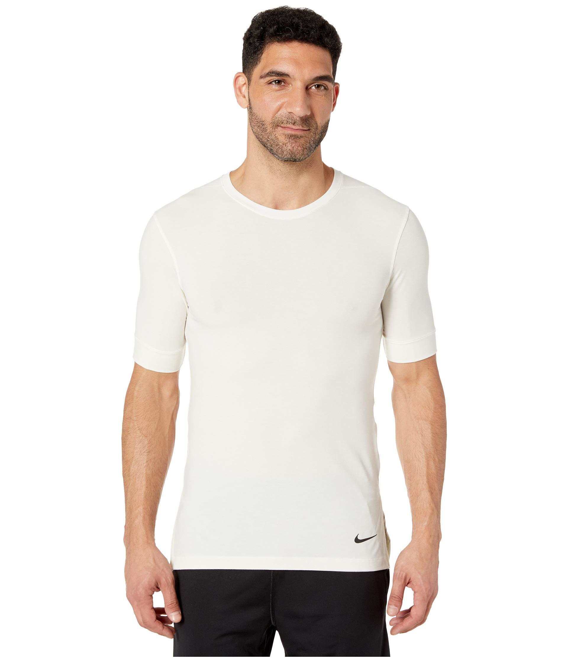 Nike Dri-fit Short-sleeve Yoga Training Top in White for Men | Lyst