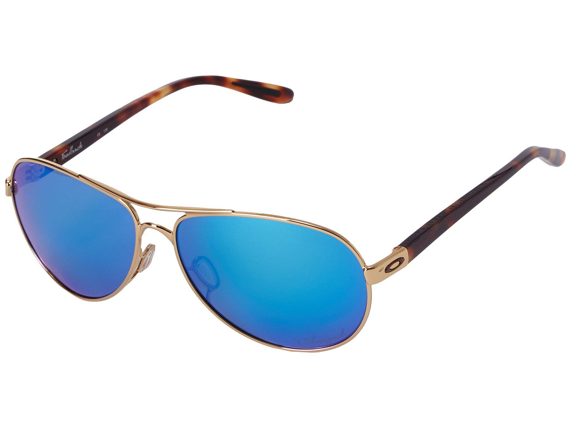 Oakley Feedback (polished Gold/sapphire Iridium Polarized) Sport Sunglasses  in Metallic | Lyst
