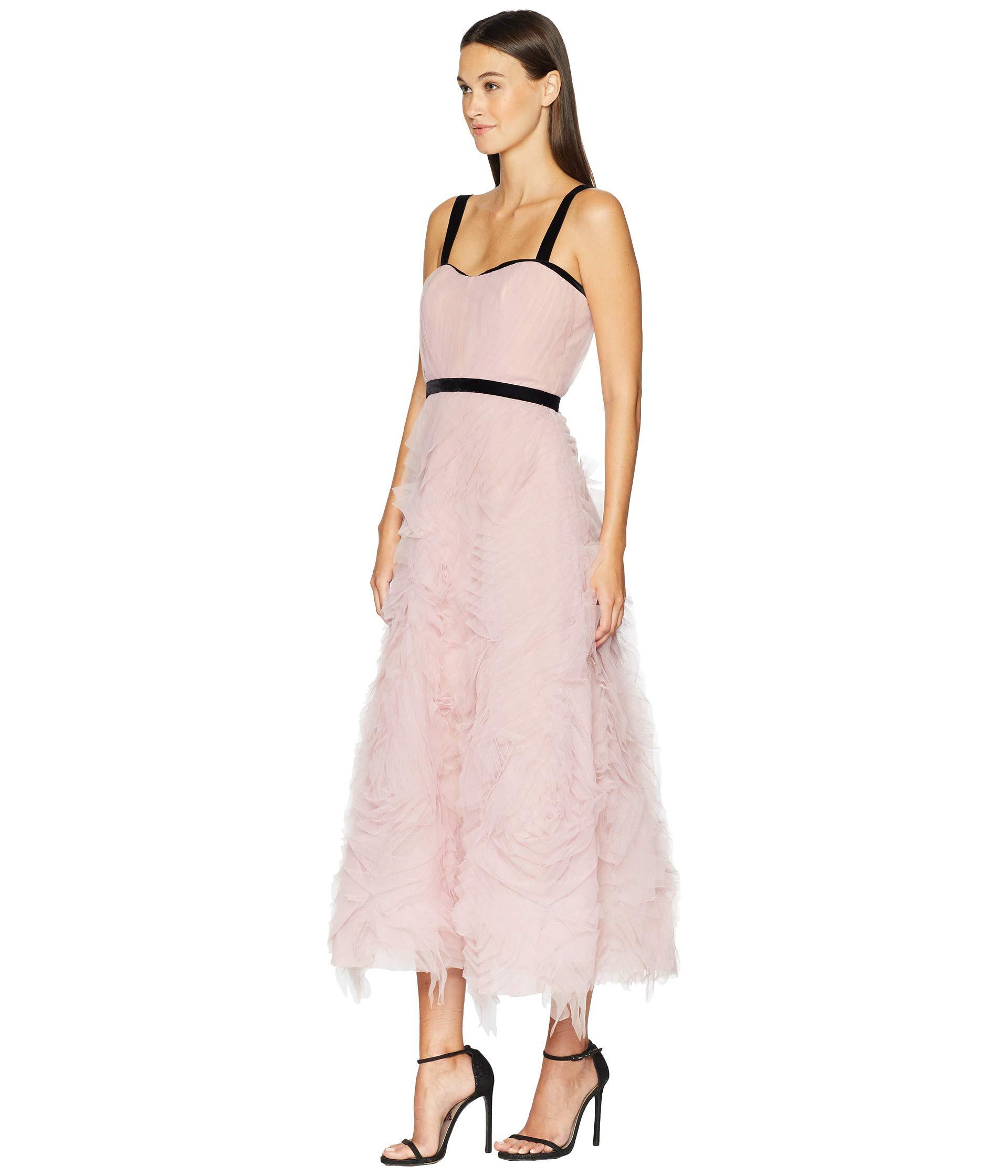 marchesa notte textured tulle tea length gown