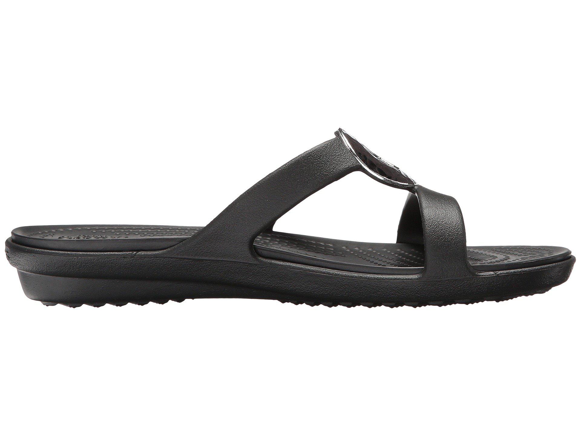 Crocs™ Sanrah Hammered Metallic Sandal in Black/Black (Black) | Lyst