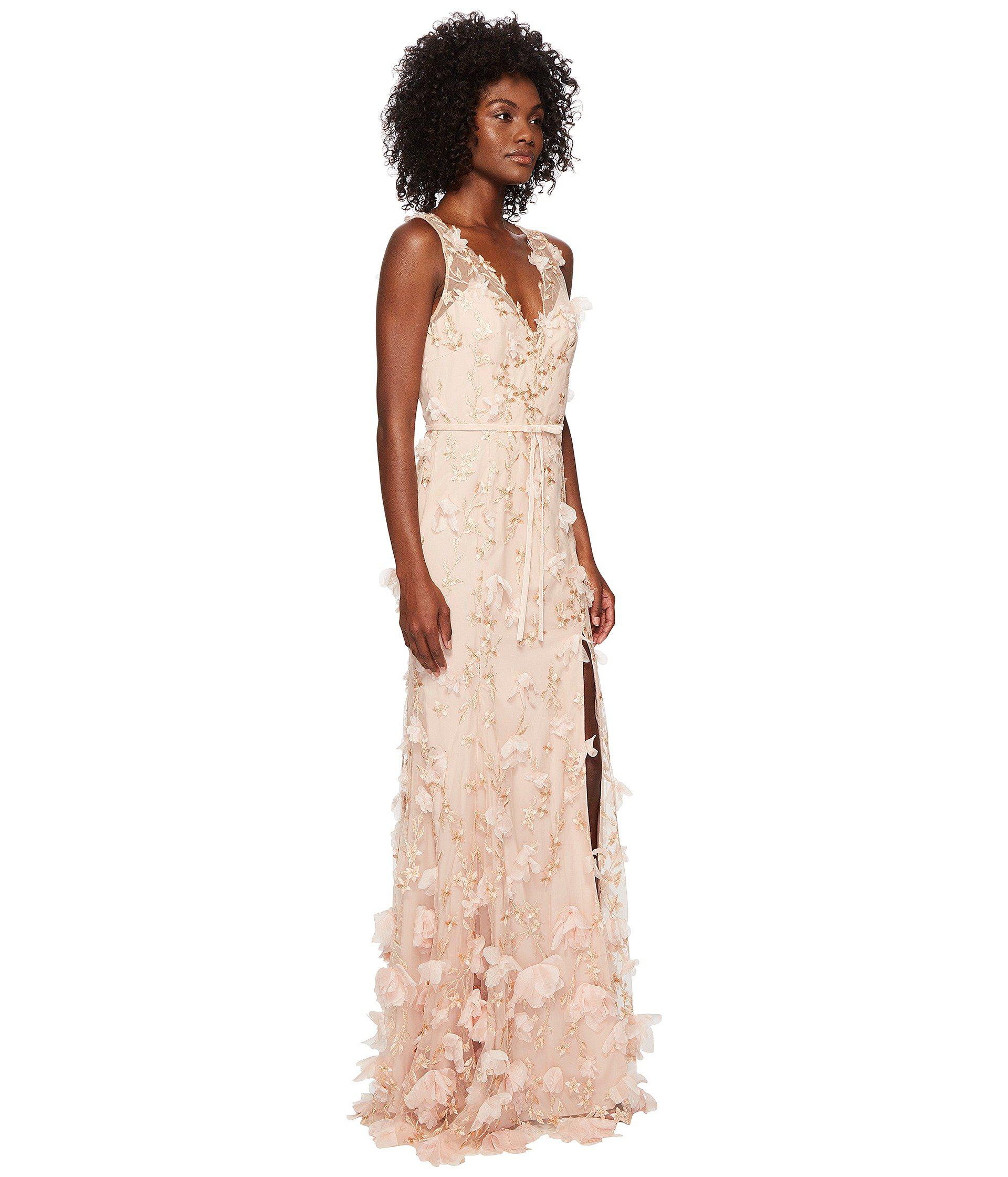 Marchesa notte V-neck Embroidered Gown ...