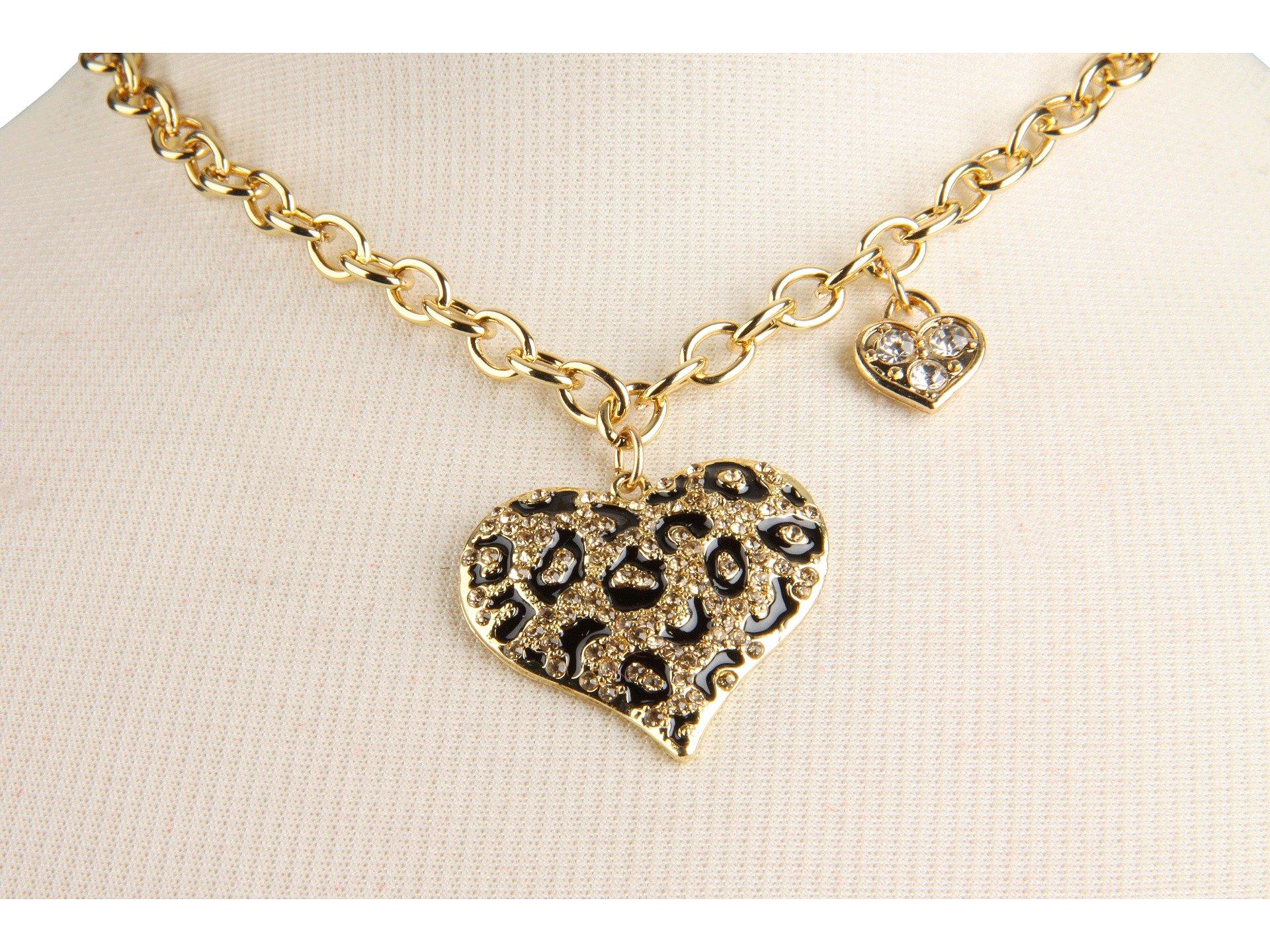 Guess Gold Plated Love Heart Charm Pendant Chain Statement Necklace