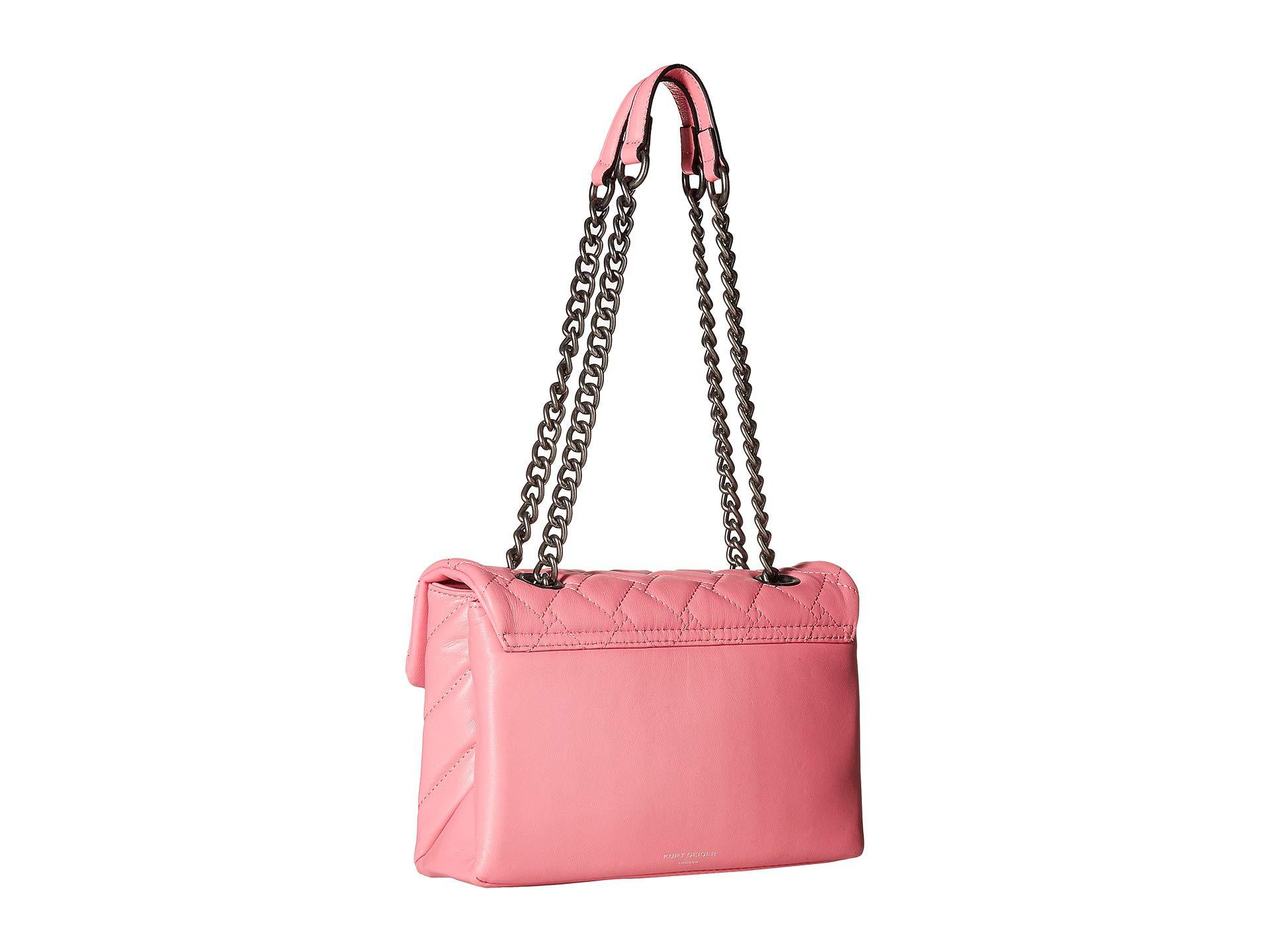 Kurt Geiger Kensington Leather Shoulder Bag (pink Comb) Handbags - Lyst