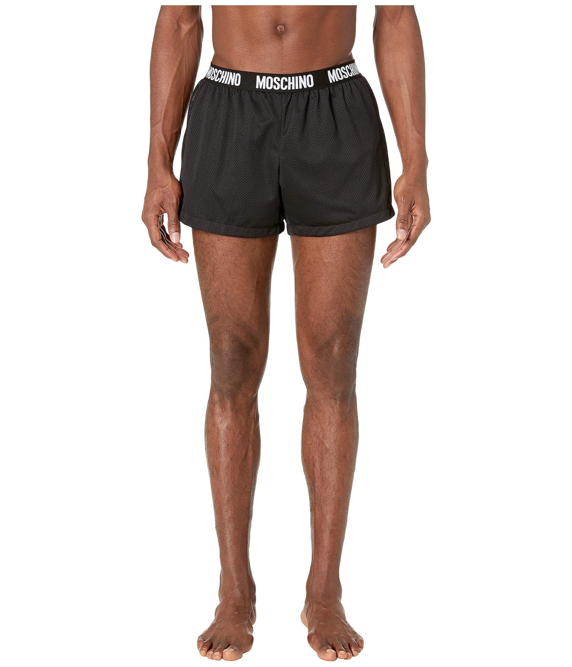 Moschino Synthetic Mesh Swim Shorts in Black for Men - Lyst