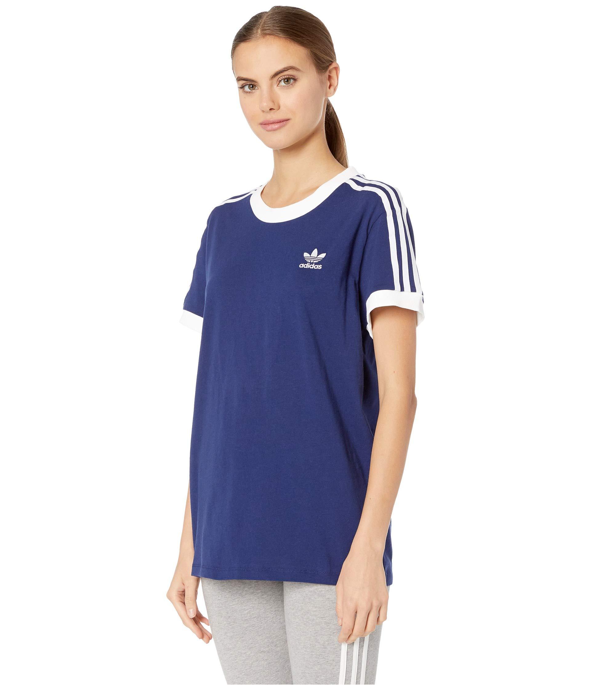 Adidas Originals Cotton 3 Stripes Tee Red Women S T Shirt In