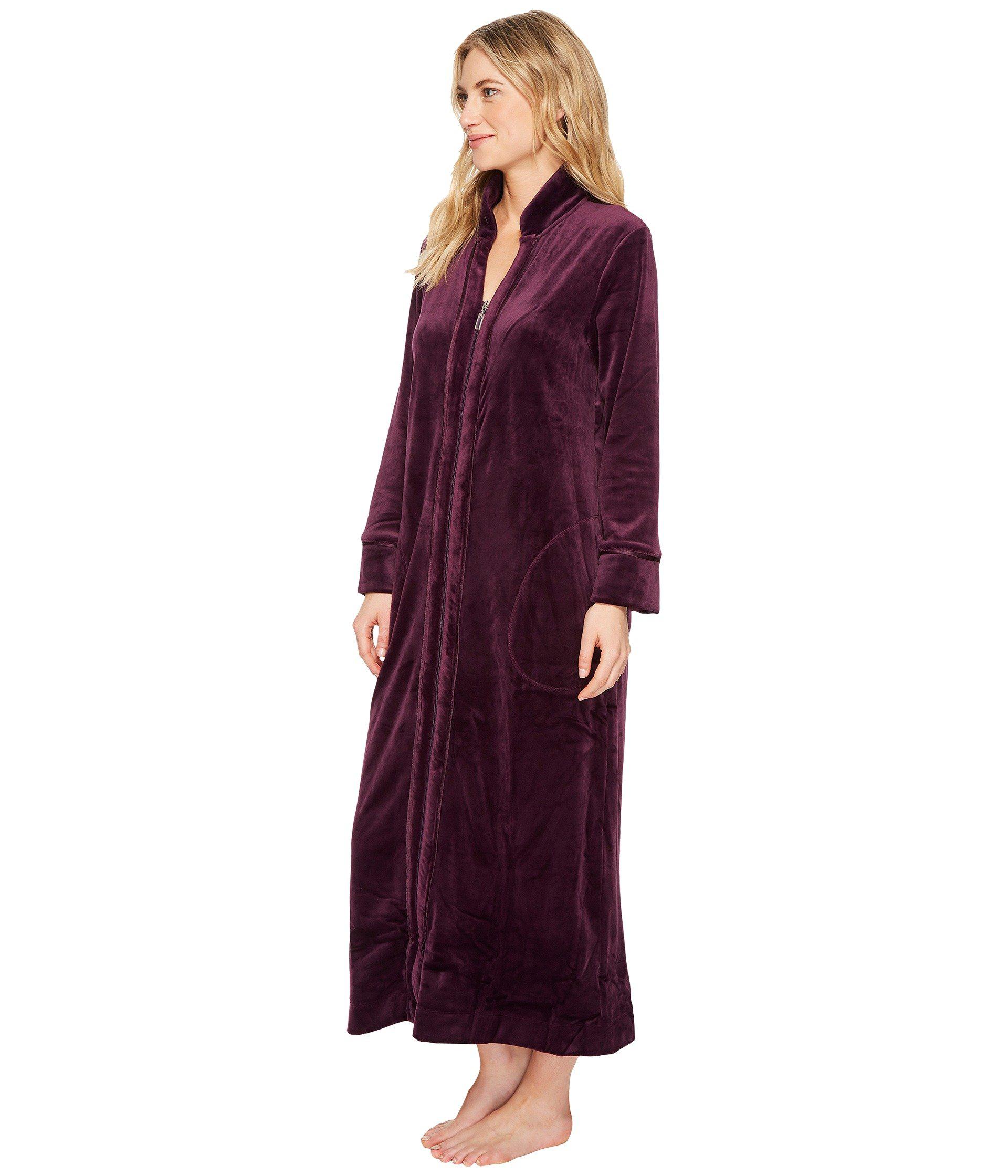 Carole Hochman Velvet Long Zip Robe in Purple | Lyst