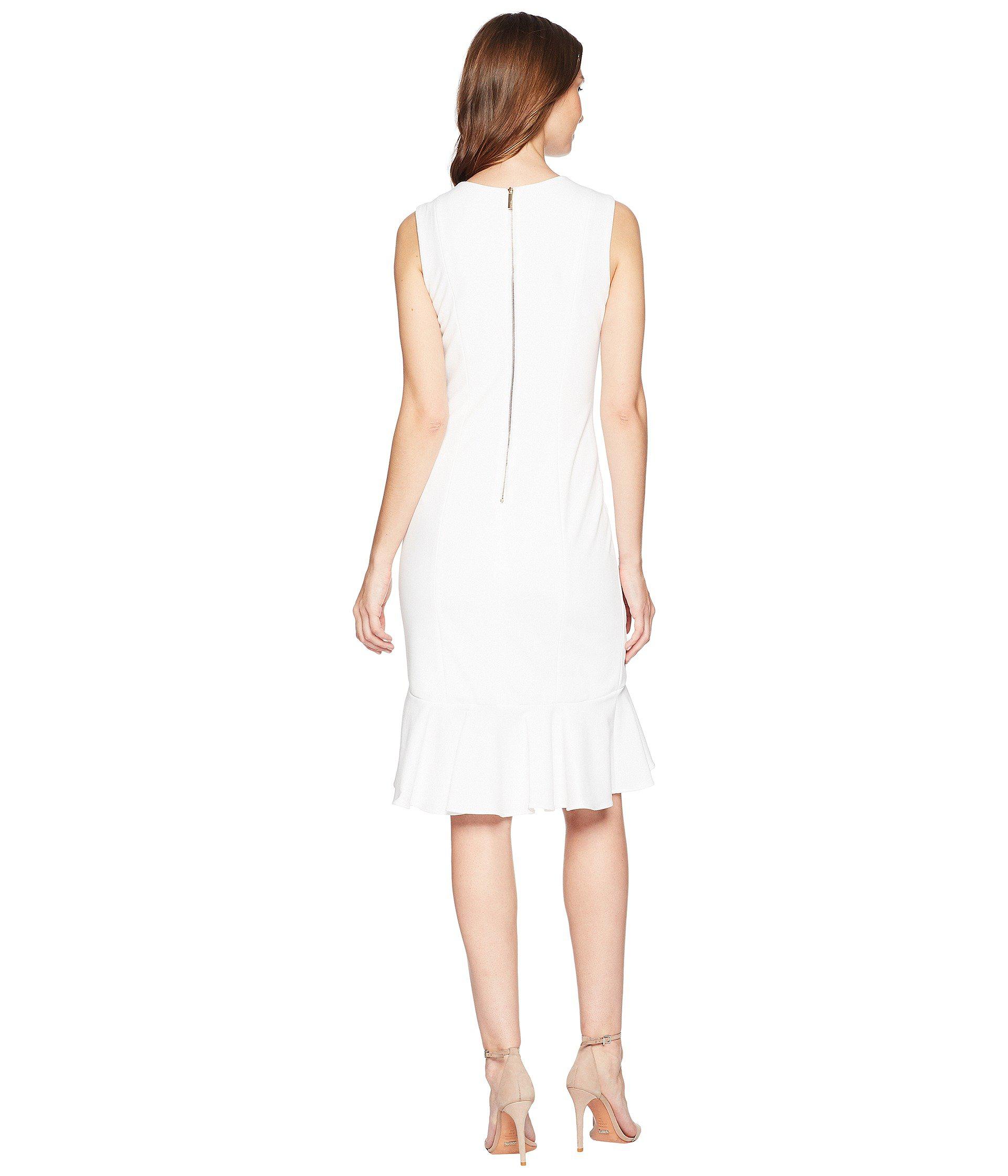 calvin klein white ruffle dress