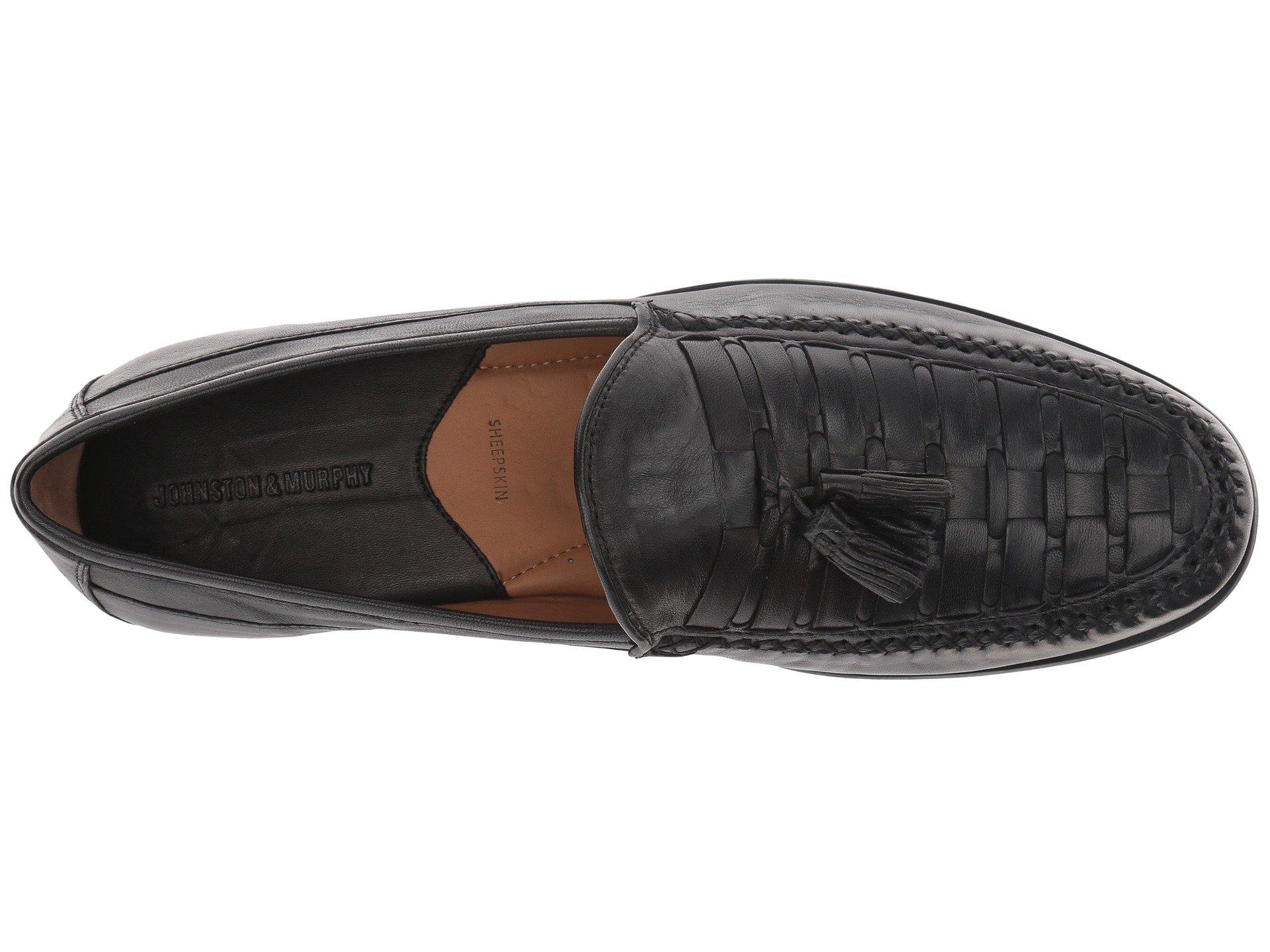 Johnston & Murphy Cresswell Woven Tassel Dress Slip-on (black Sheepskin)  Slip-on Dress Shoes for Men | Lyst