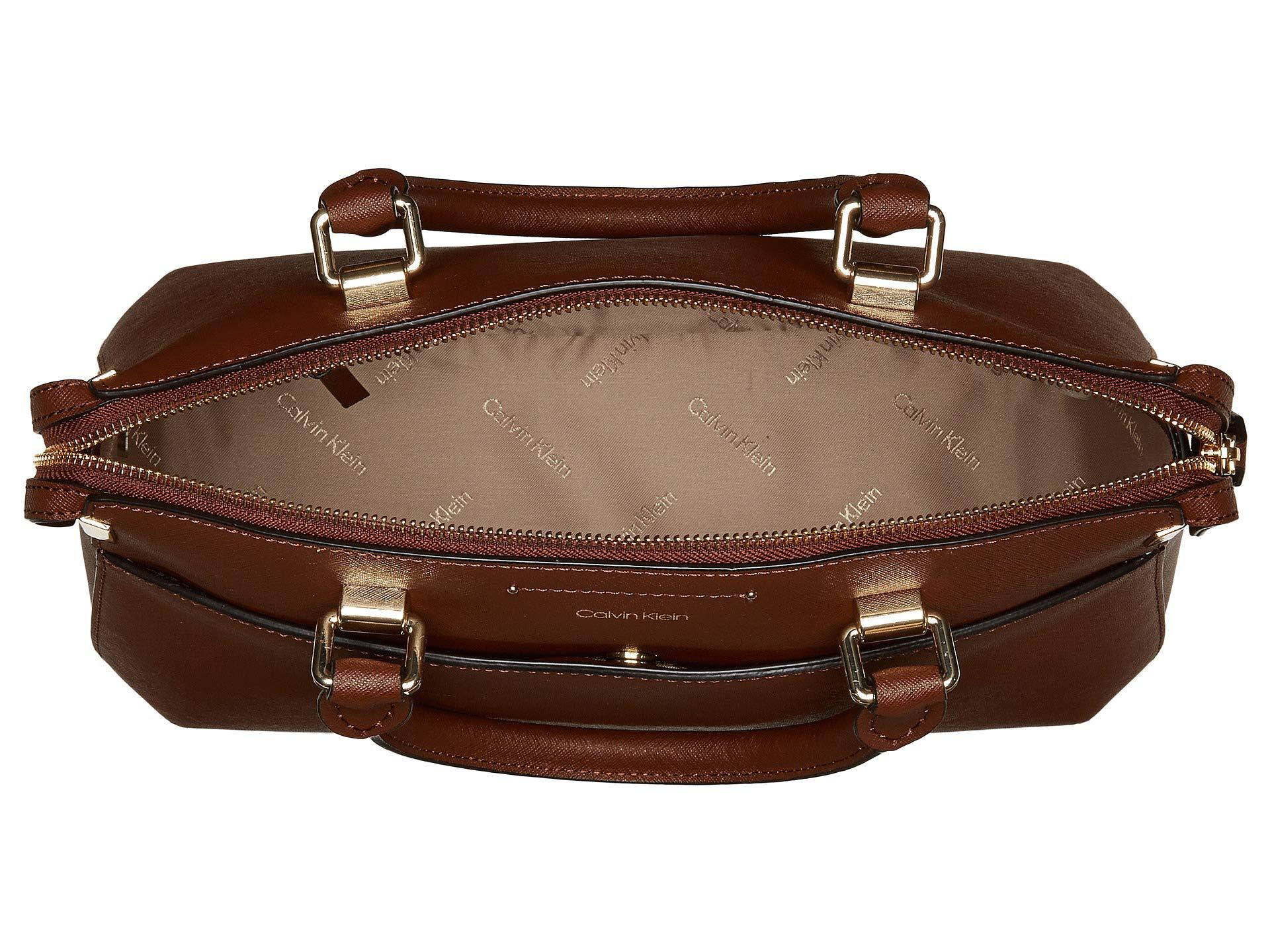 calvin klein raelynn saffiano leather satchel