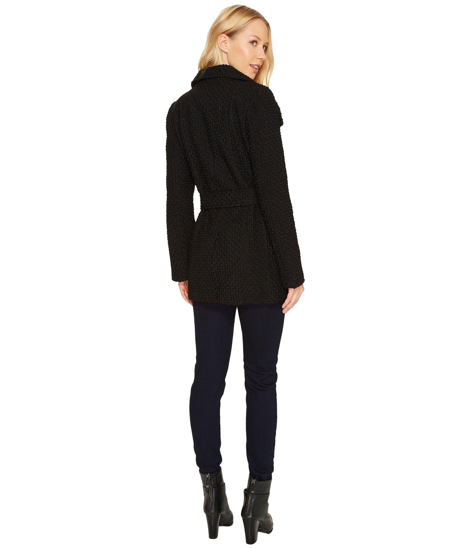 calvin klein basket weave belted coat