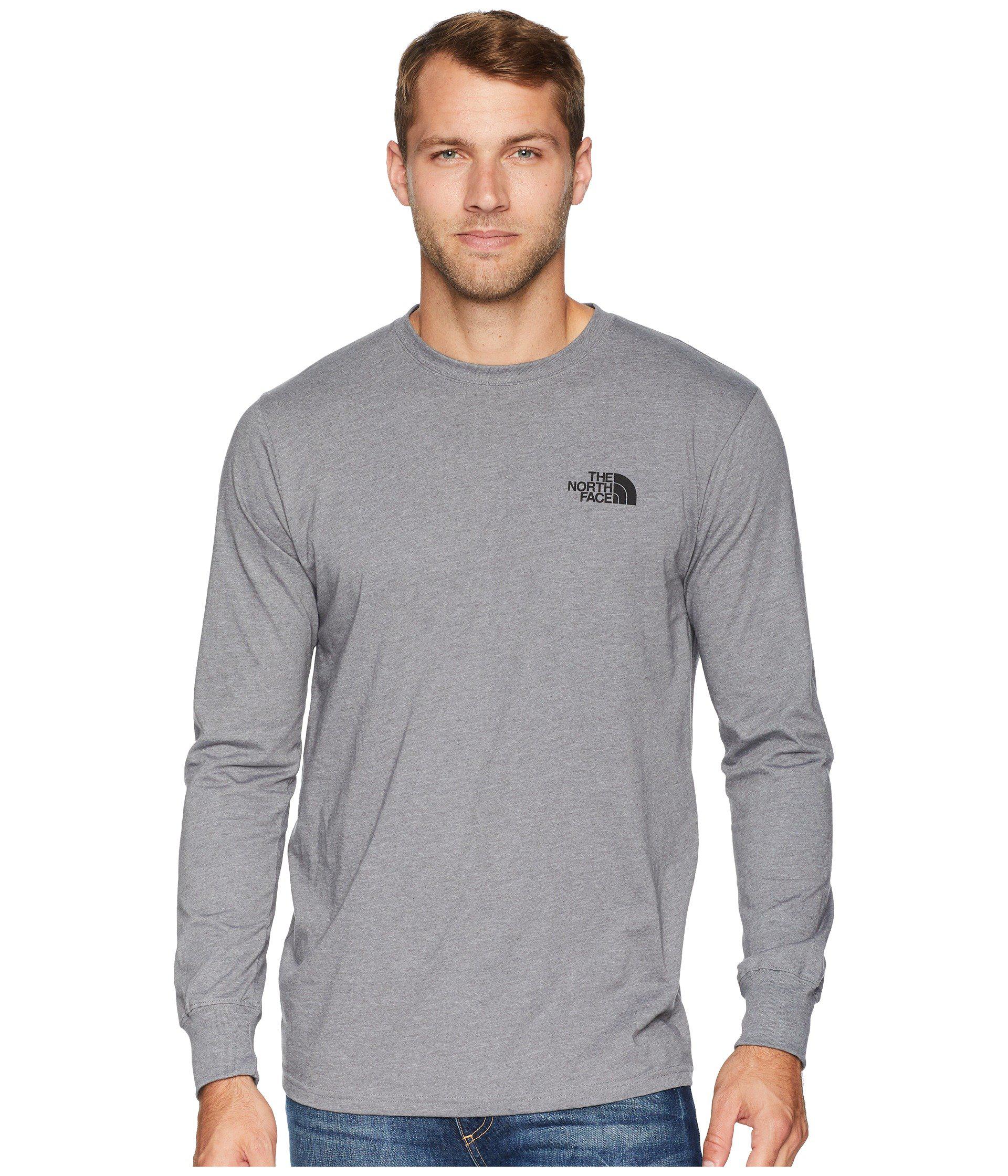 The North Face Cotton Long Sleeve Red Box Tee (persian Orange/tnf Black)  Men's Long Sleeve Pullover in Gray for Men - Lyst