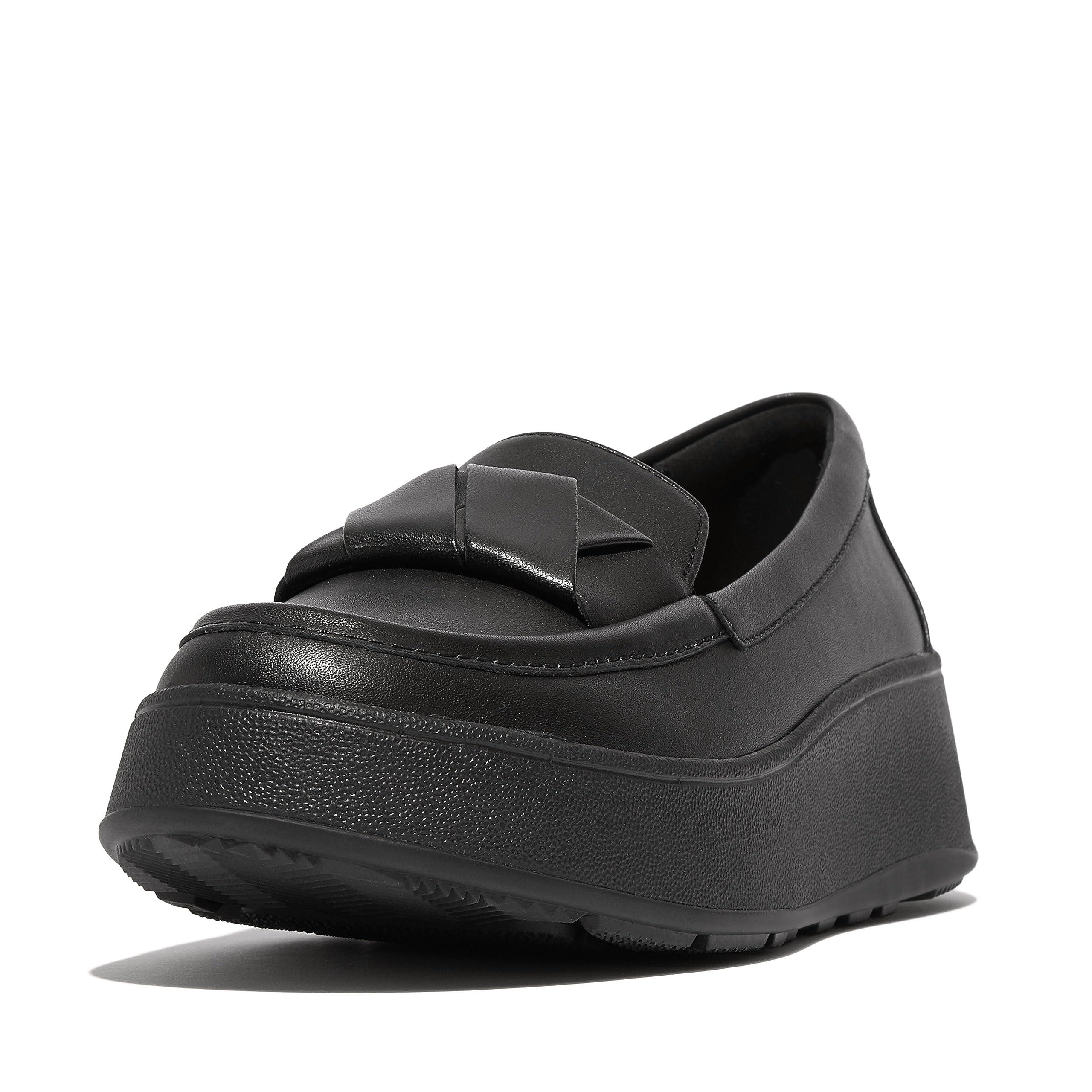 Fitflop F-mode Folded-leather Flatform Loafers in Black | Lyst
