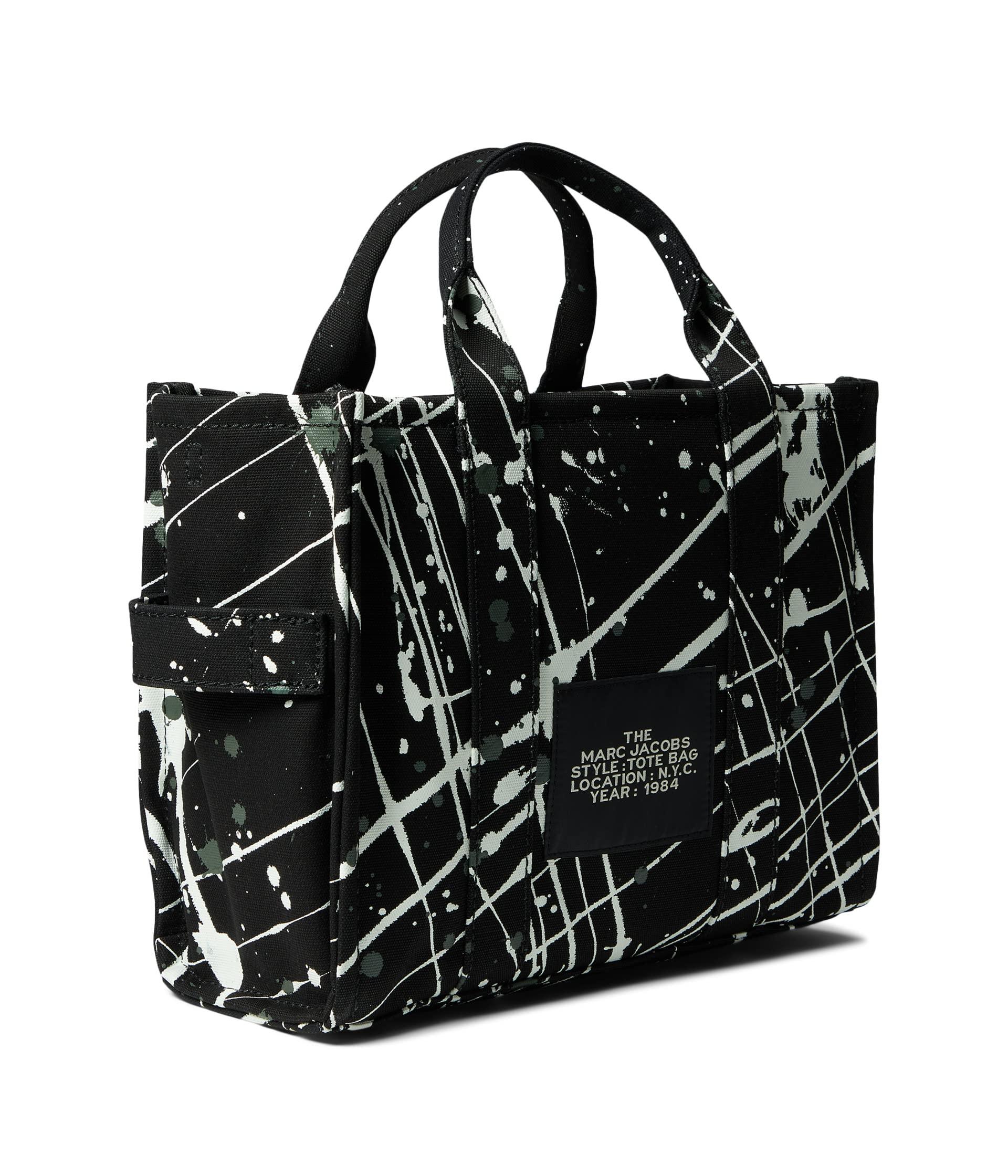 Marc Jacobs Mini Black Multi Splatter Paint Print Nylon Crossbody Tote Handbag