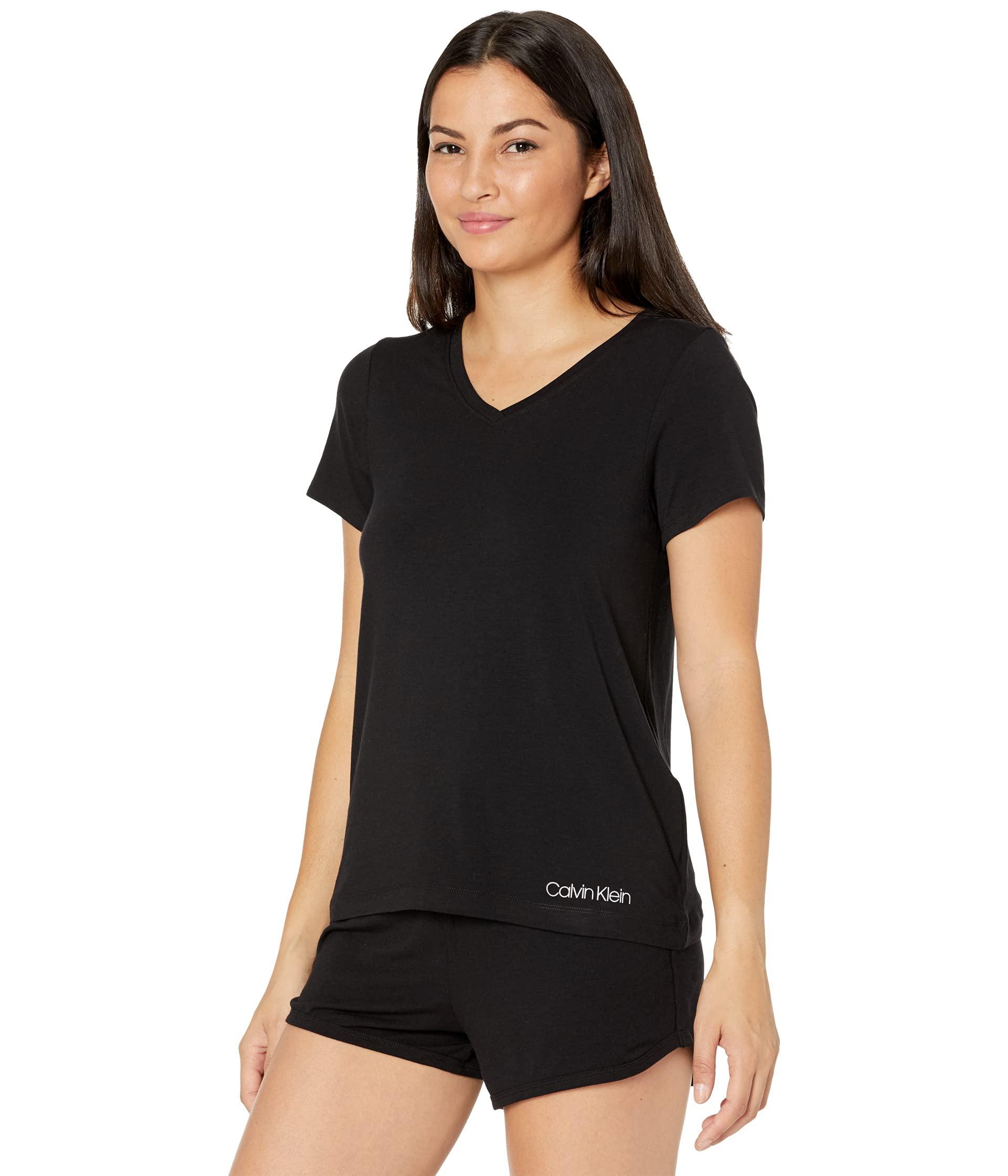Calvin Klein Lounge Short Sleeve Shorts Set in Black | Lyst