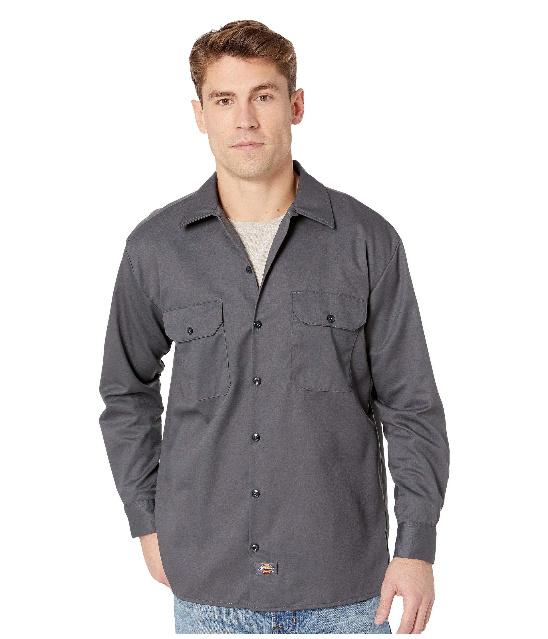 Dickies Synthetic Long Sleeve Work Shirt in Gray for Men - Lyst
