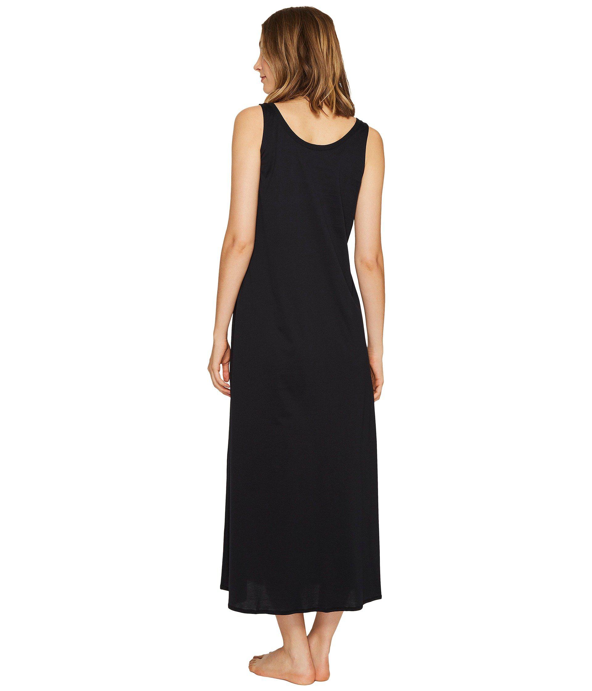 Hanro Cotton Deluxe Long Tank Nightgown in Black Lyst