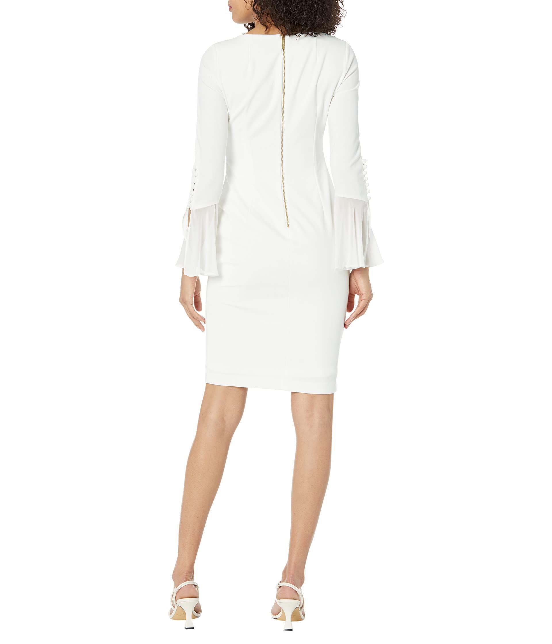 Calvin Klein Chiffon-Bell-Sleeve Sheath Dress - Aubergine - Size 2