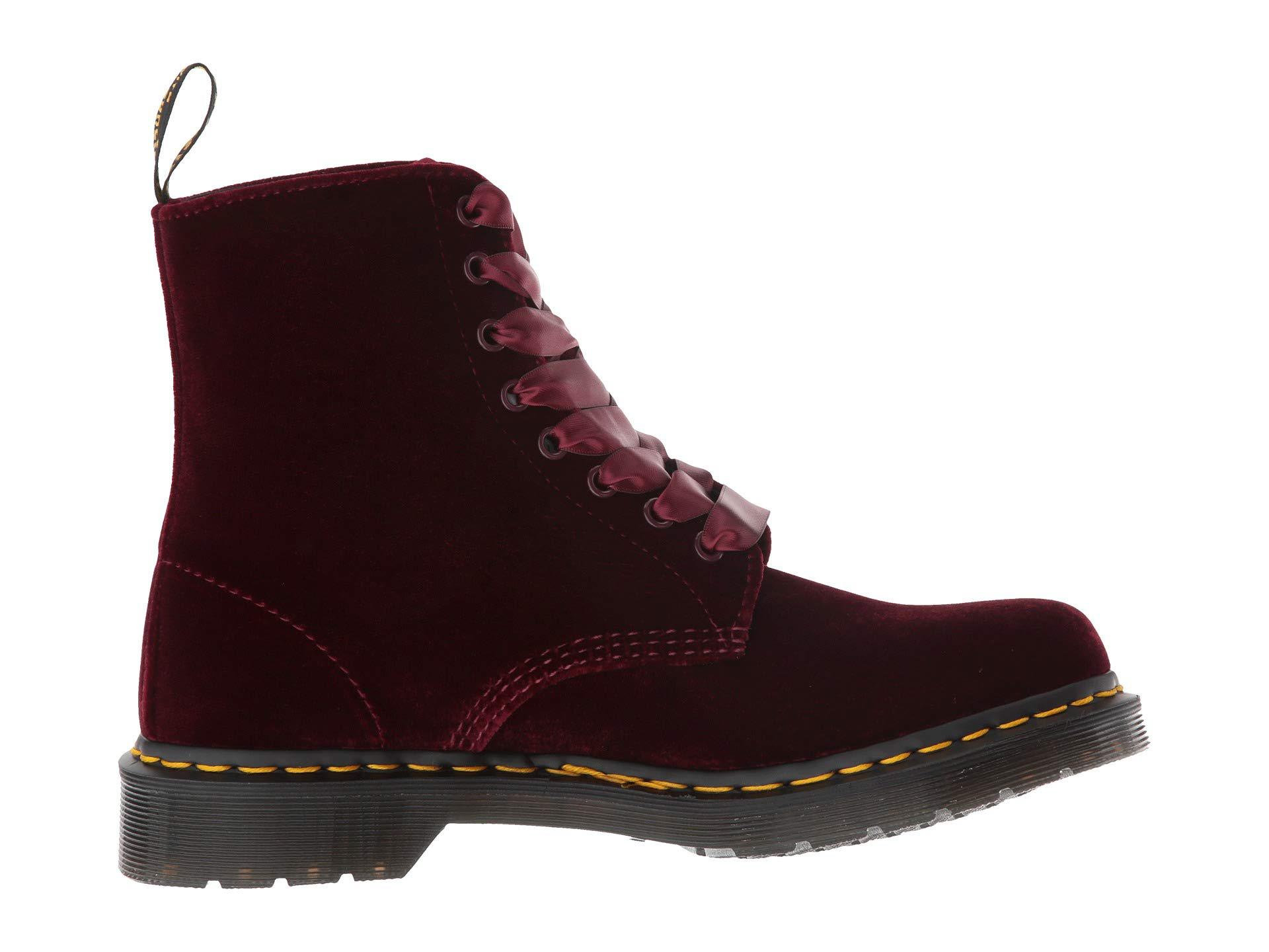 Dr. Martens Dark Red Velvet '1460 Pascal' Lace Up Boots | Lyst