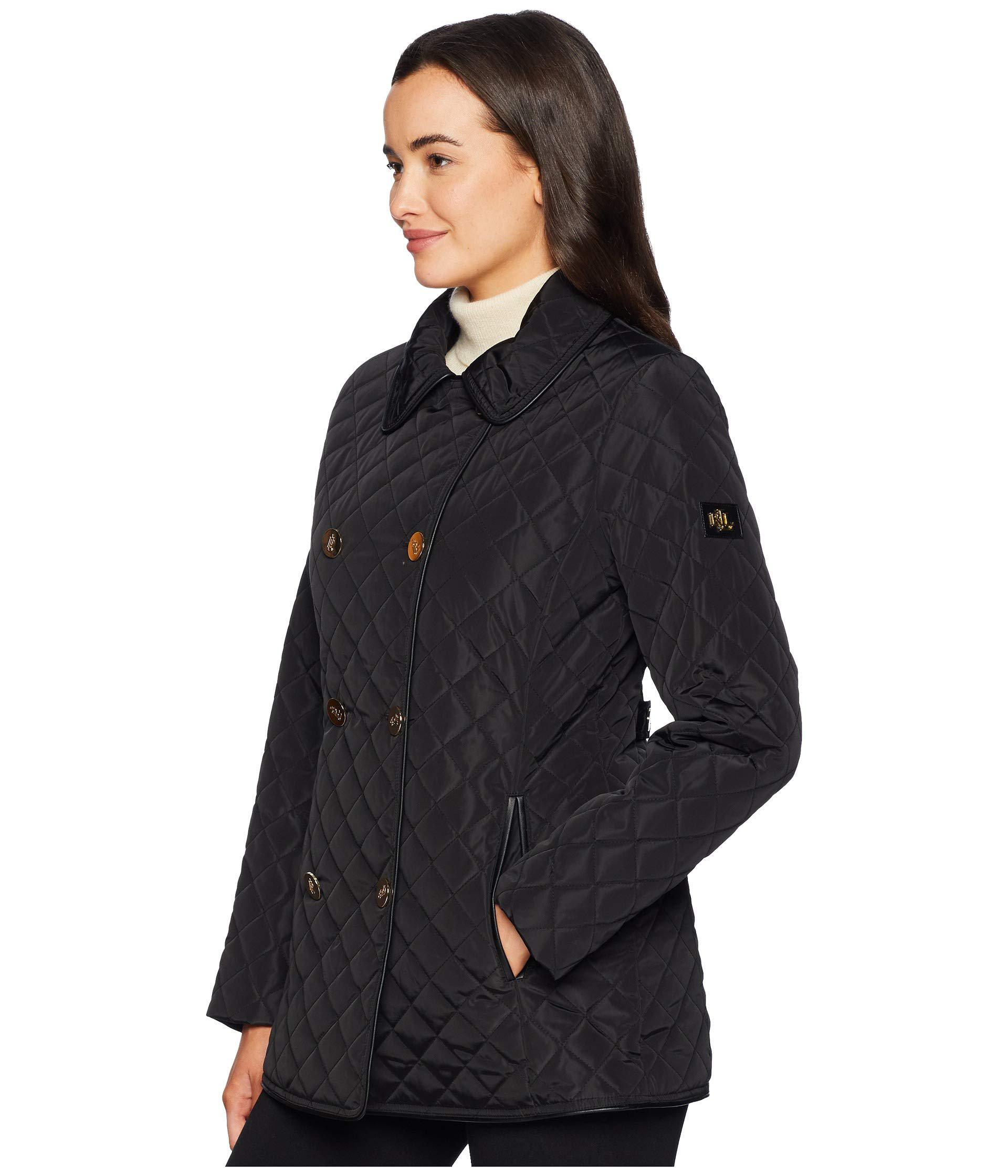 Lauren by Ralph Lauren Double Breasted Quilt (black) Women's Coat - Lyst