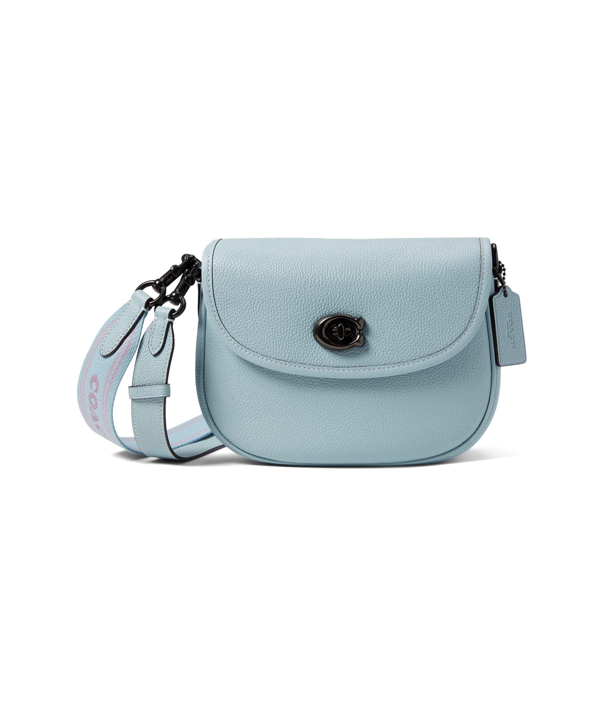 COACH Polished Pebble Leather Willow Saddle Bag in Blue | Lyst