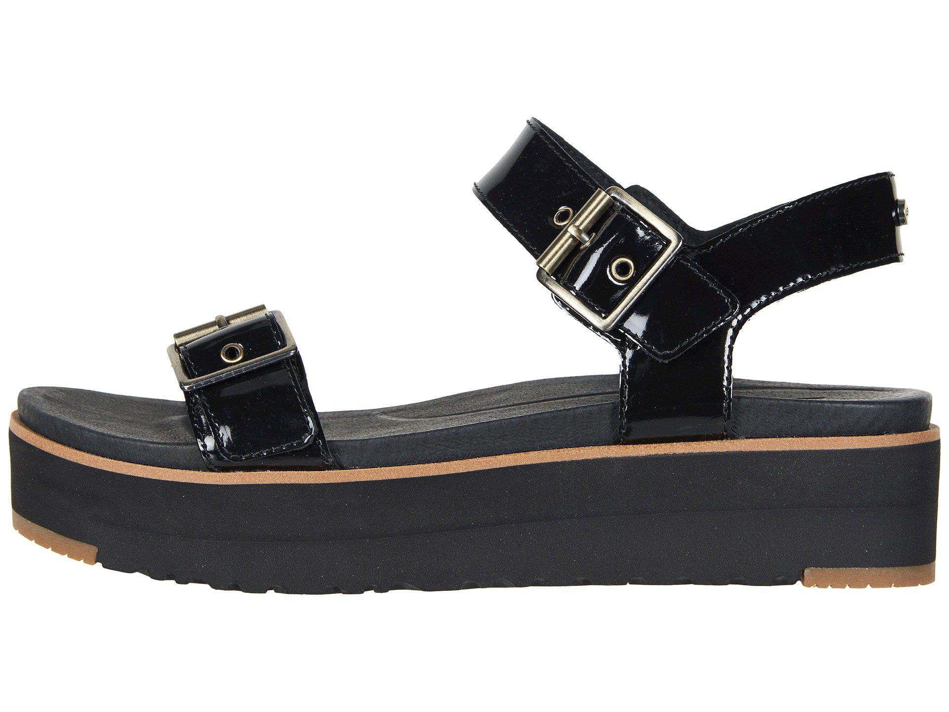 UGG Leather Angie (black) Women's Sandals - Lyst