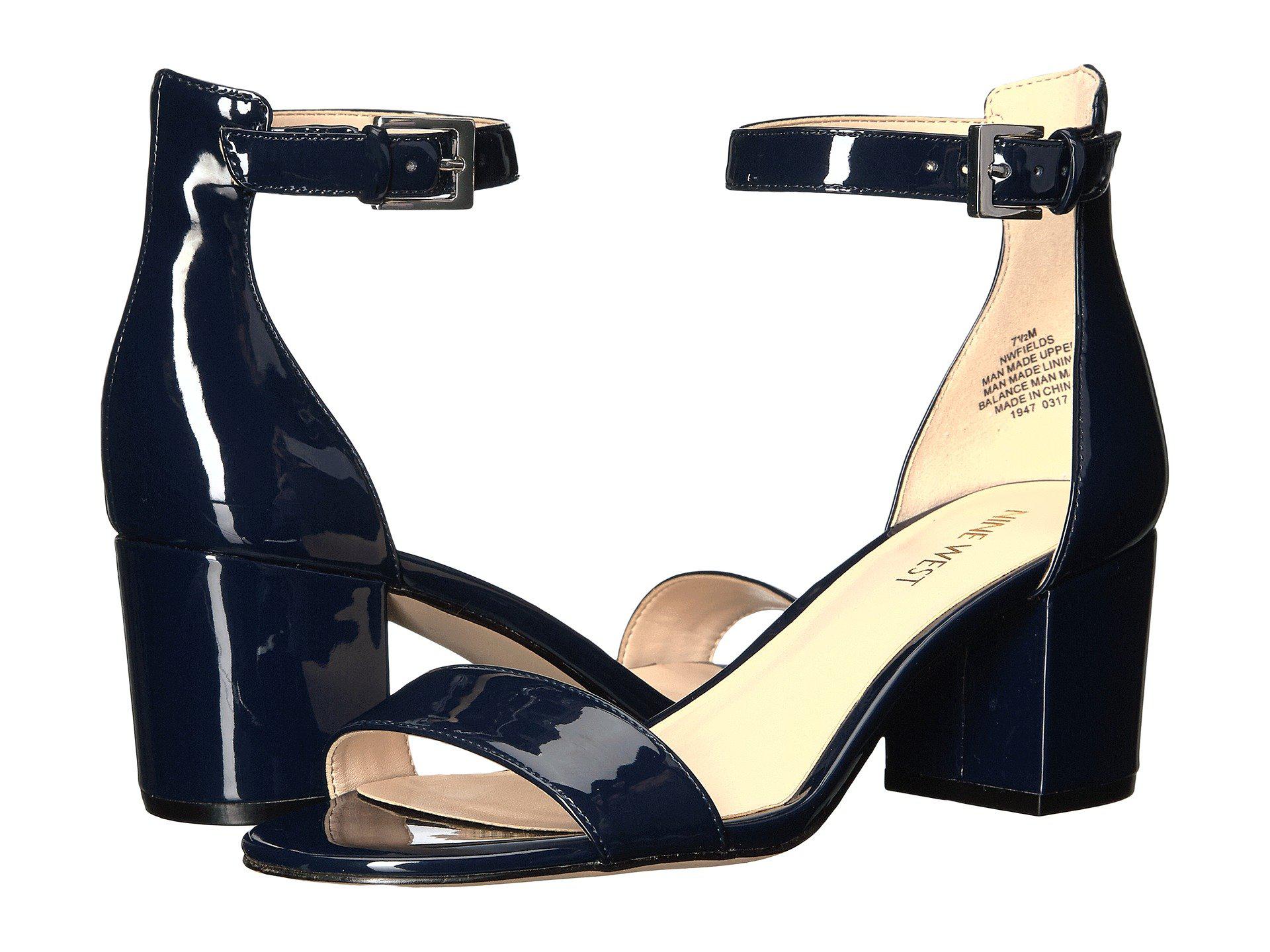 navy patent block heels
