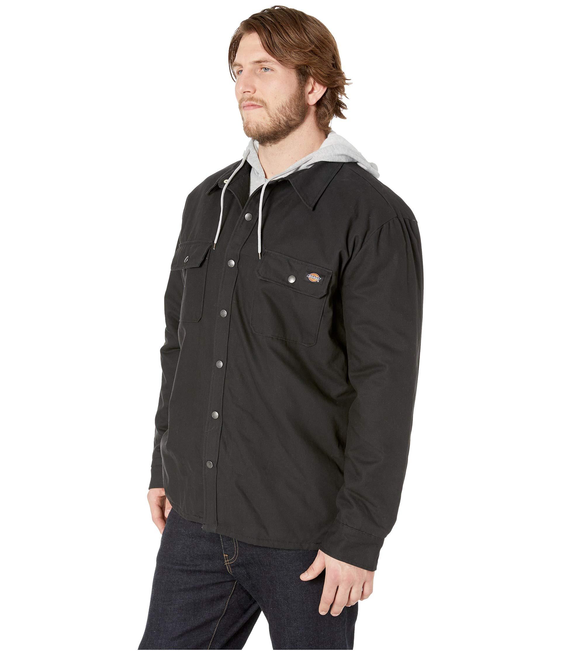 dickies relaxed fit icon hooded duck quilted shirt jacket