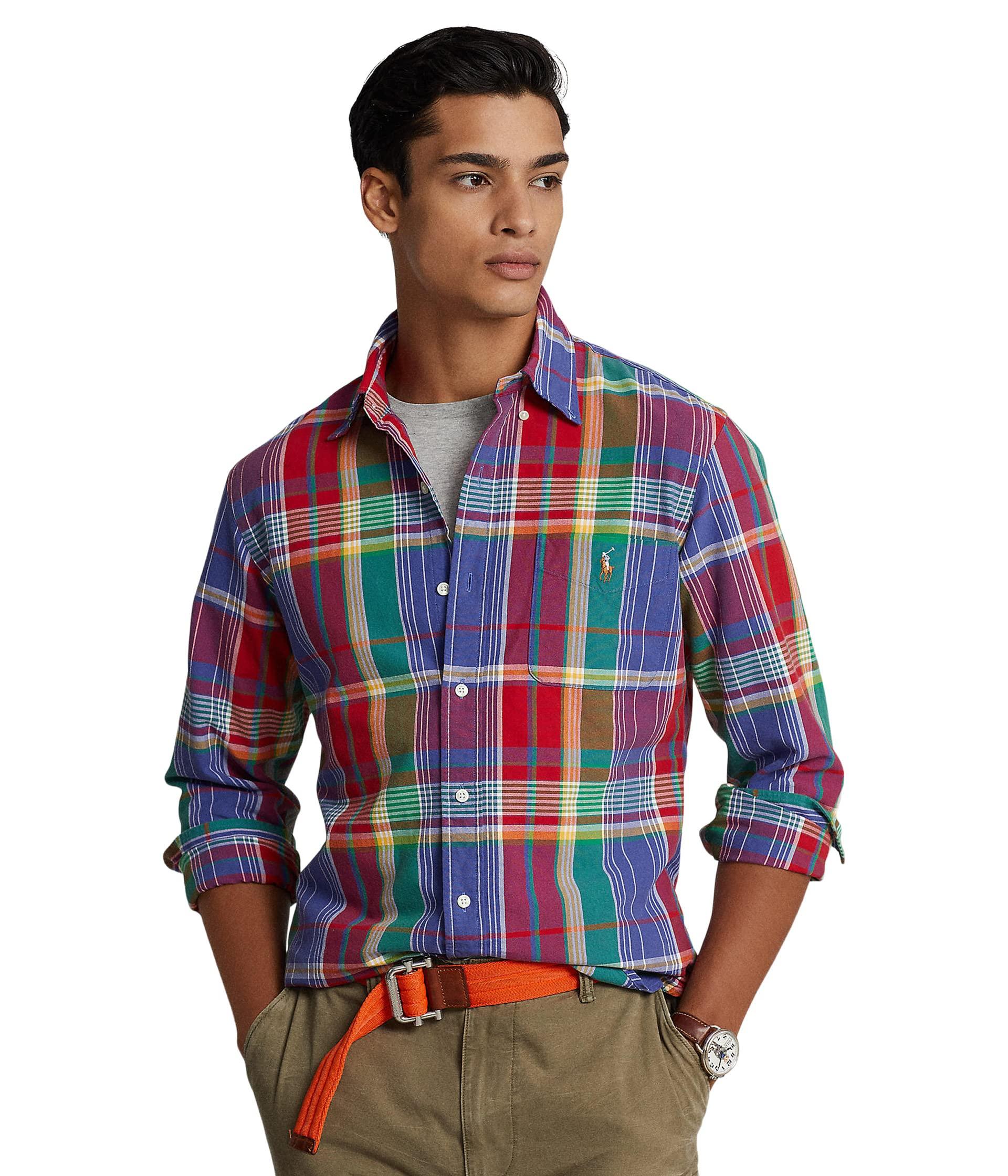 Polo Ralph Lauren Classic Fit Plaid Oxford Shirt in Blue for Men | Lyst