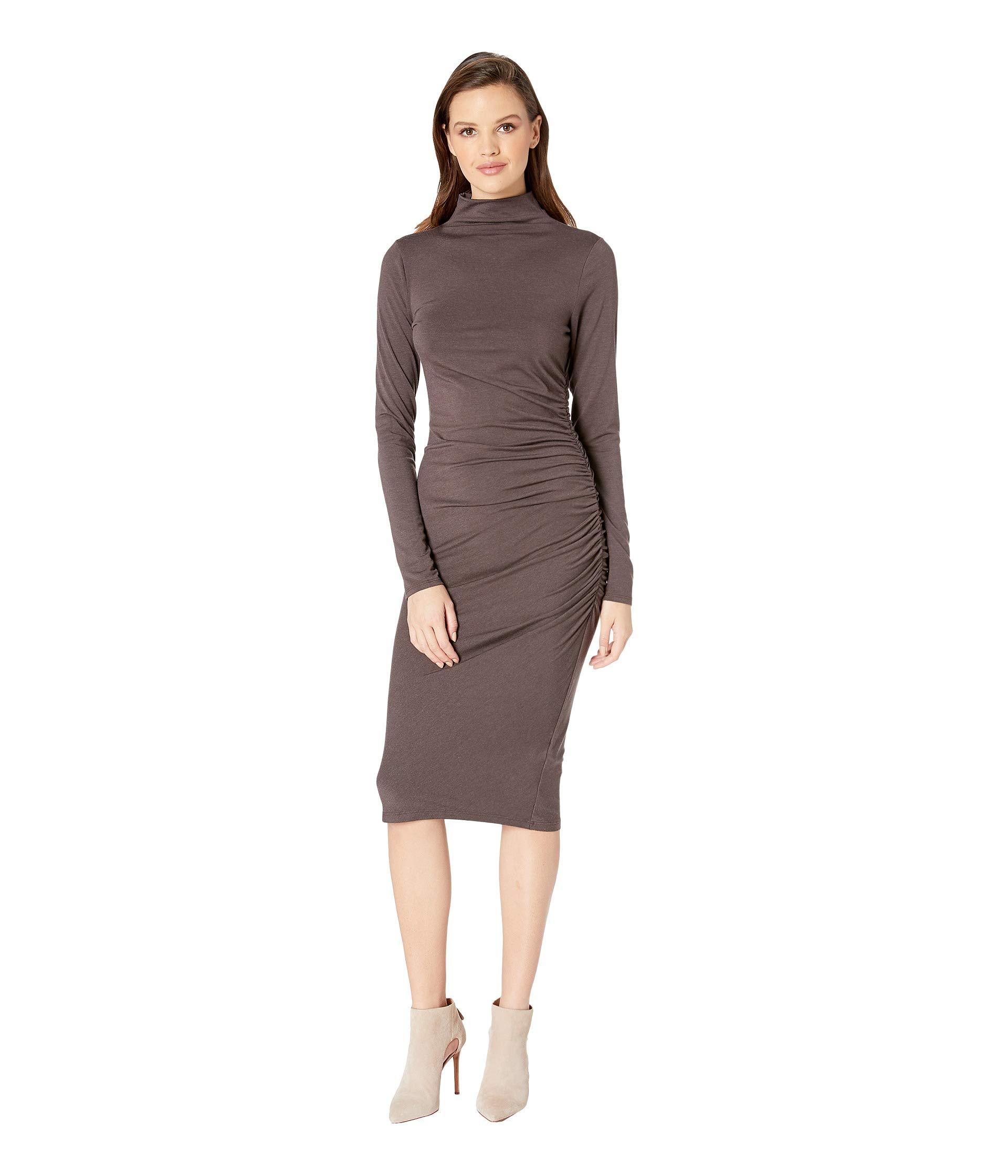 Download Michael Stars Synthetic Jules Jersey Long Sleeve Mock Neck Midi Dress - Lyst