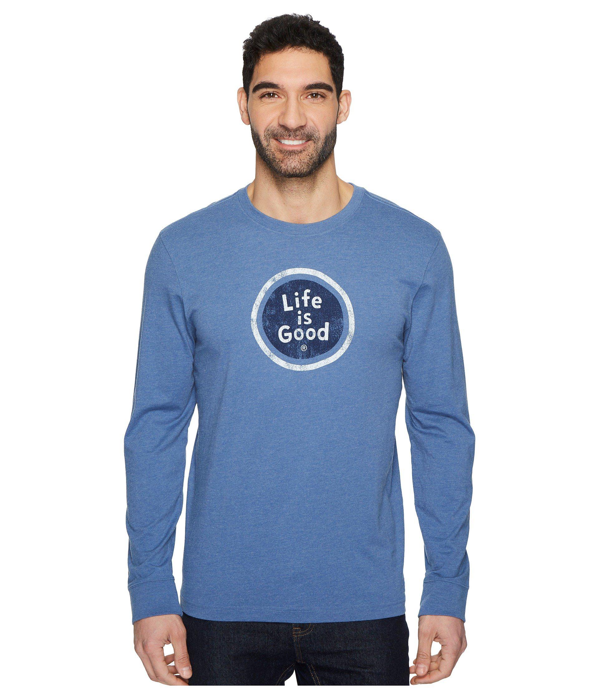 Life Is Good Cotton Lig Coin Long Sleeve Crusher Tee In Heather Vintage Blue Blue For Men Lyst