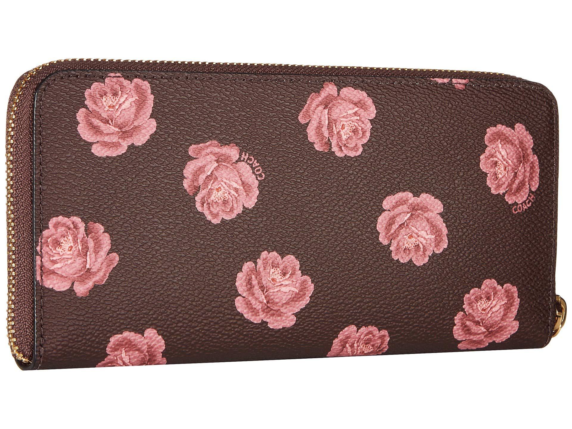 Coach Accordion Zip Wallet with Heart Floral Print