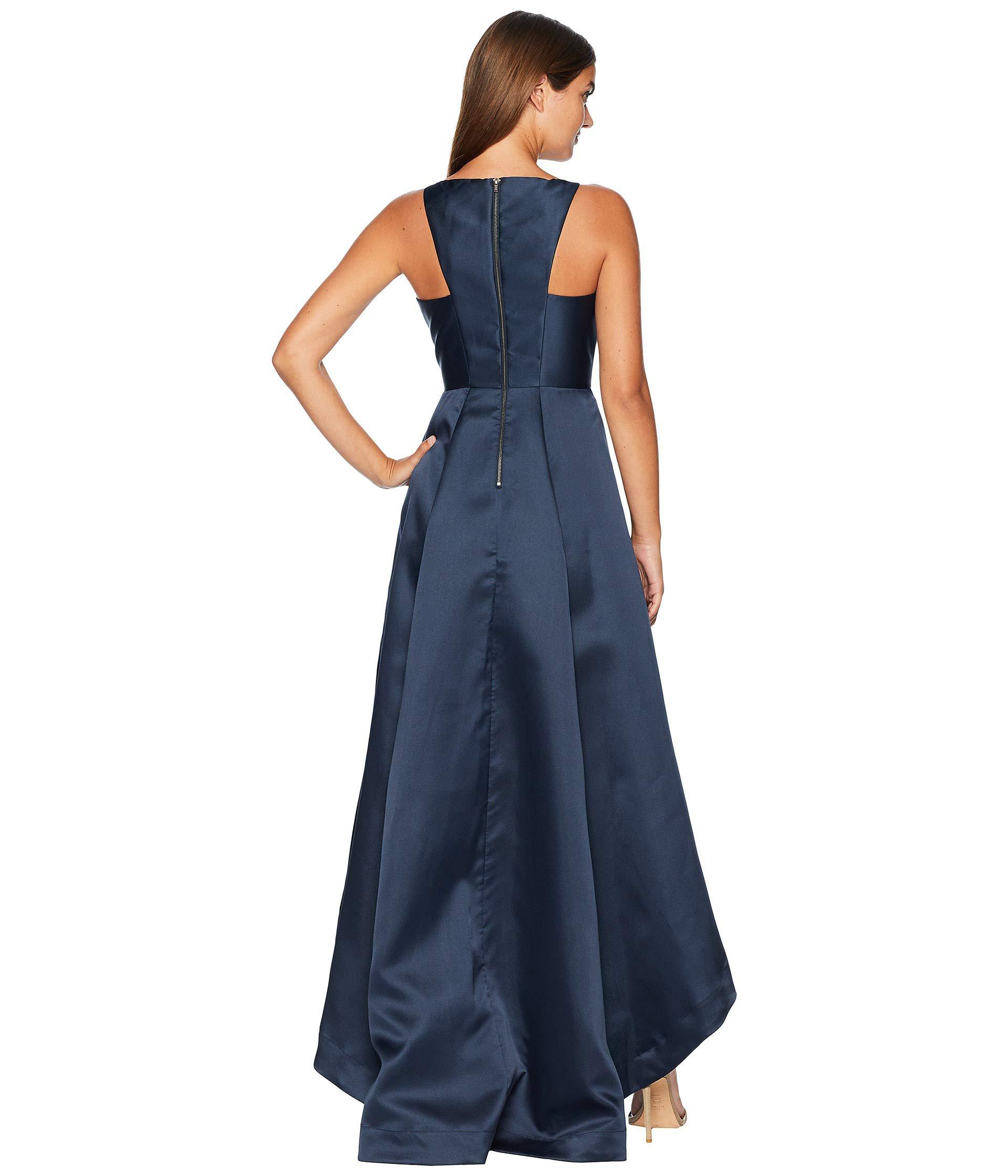 Adrianna Papell Mikado High-low Gown (midnight) Women's Dress in Blue | Lyst