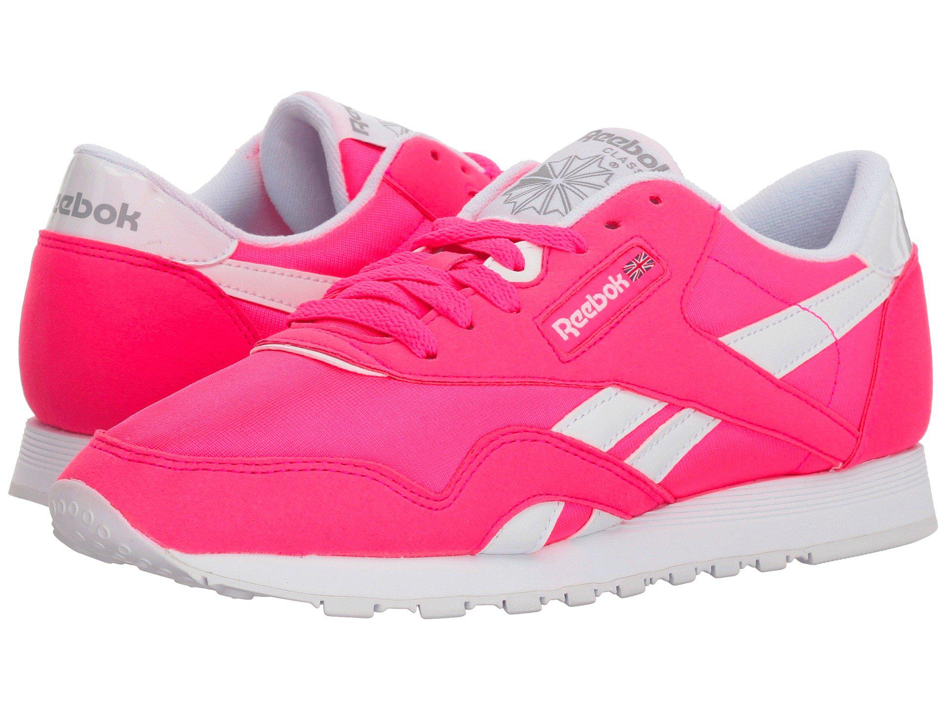 Reebok Synthetic Cl Nylon Brights Sneaker in Acid Pink/White (Pink) | Lyst