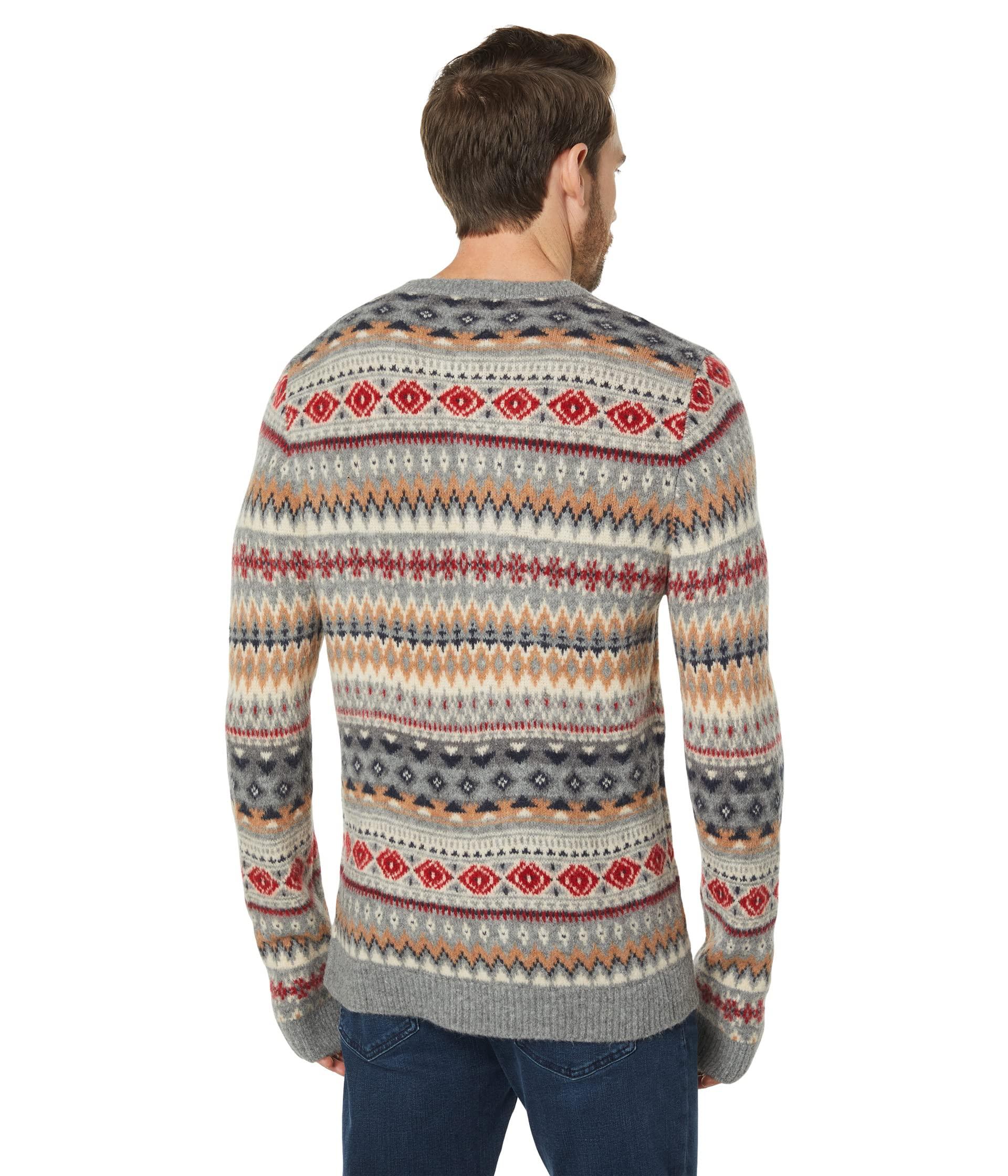 Lucky Brand Intarsia Nordic Crew Neck Sweater in Gray for Men | Lyst