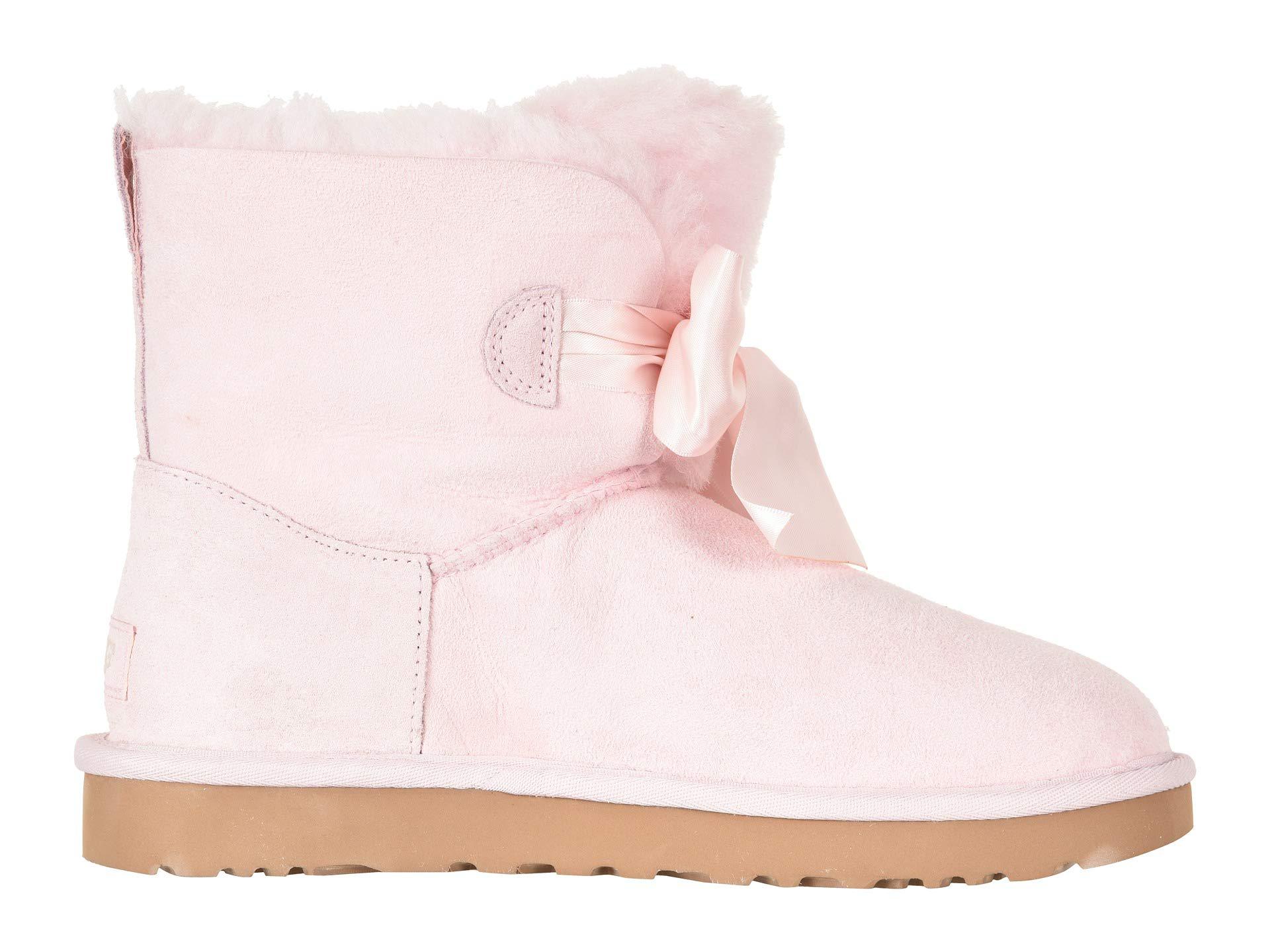 UGG Fur Gita Bow Mini Boot (seashell Pink) Women's Pull-on Boots 