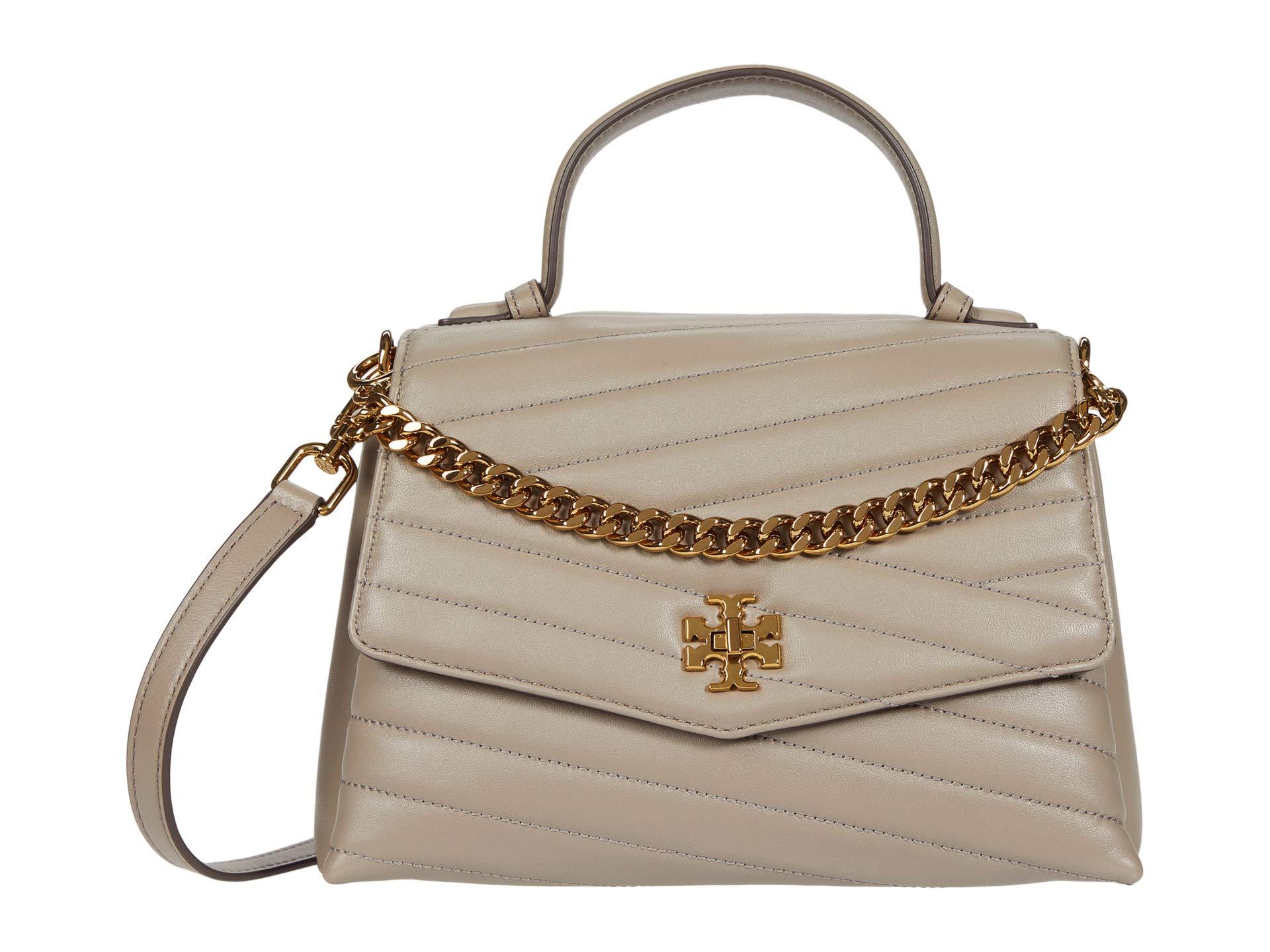 Tory Burch Leather Kira Chevron Tophandle Satchel in Gray Lyst
