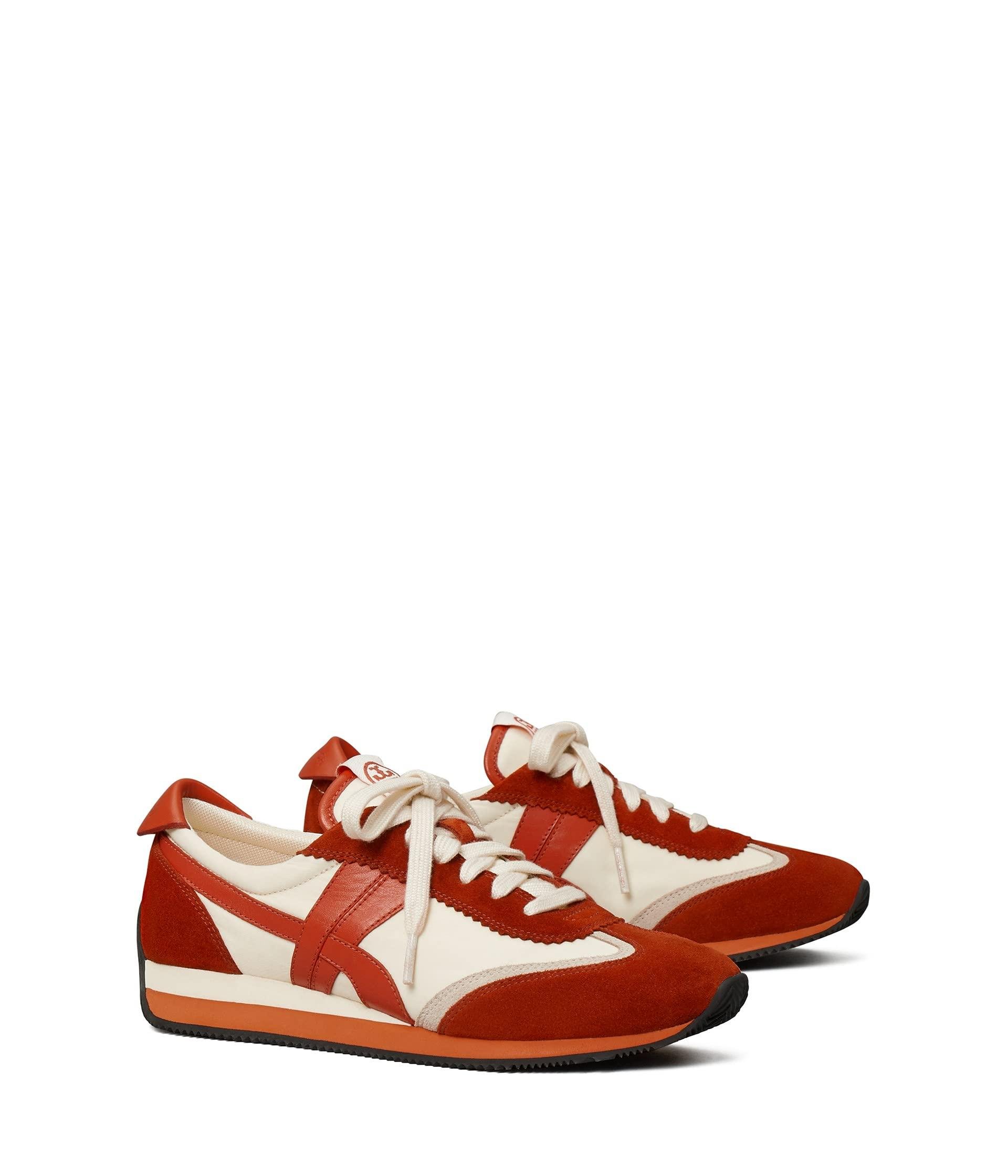 Tory Burch Leather Hank Sneaker in Red | Lyst