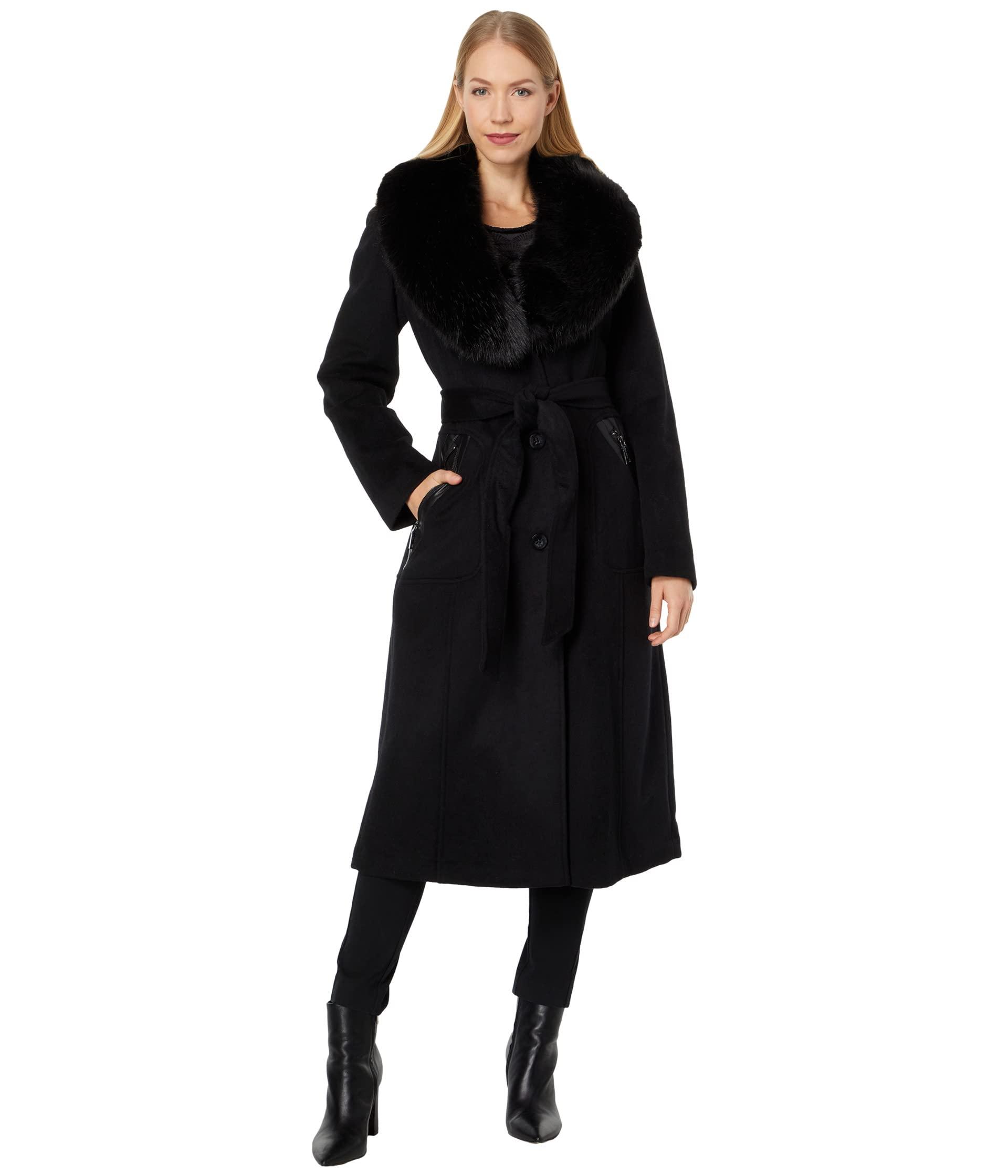 Vince Camuto Wool Coat W/ Faux Fur 