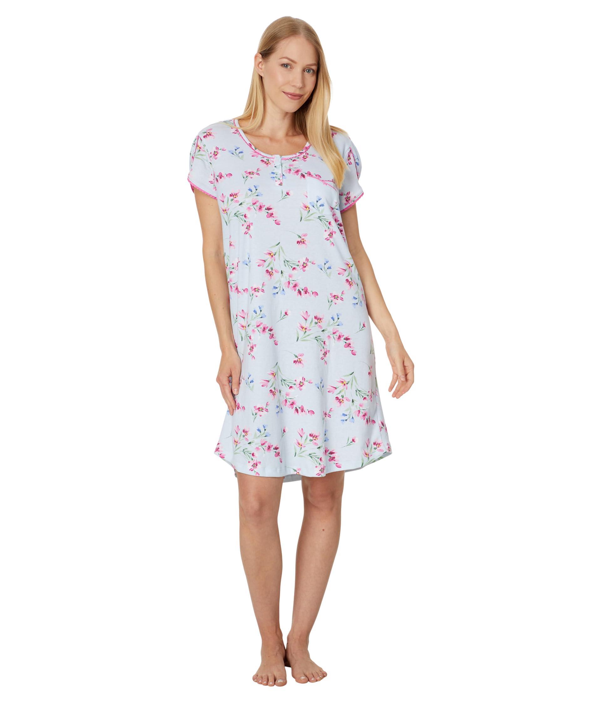 Karen Neuburger Blooming Breeze Short Sleeve Nightshirt in Blue Lyst