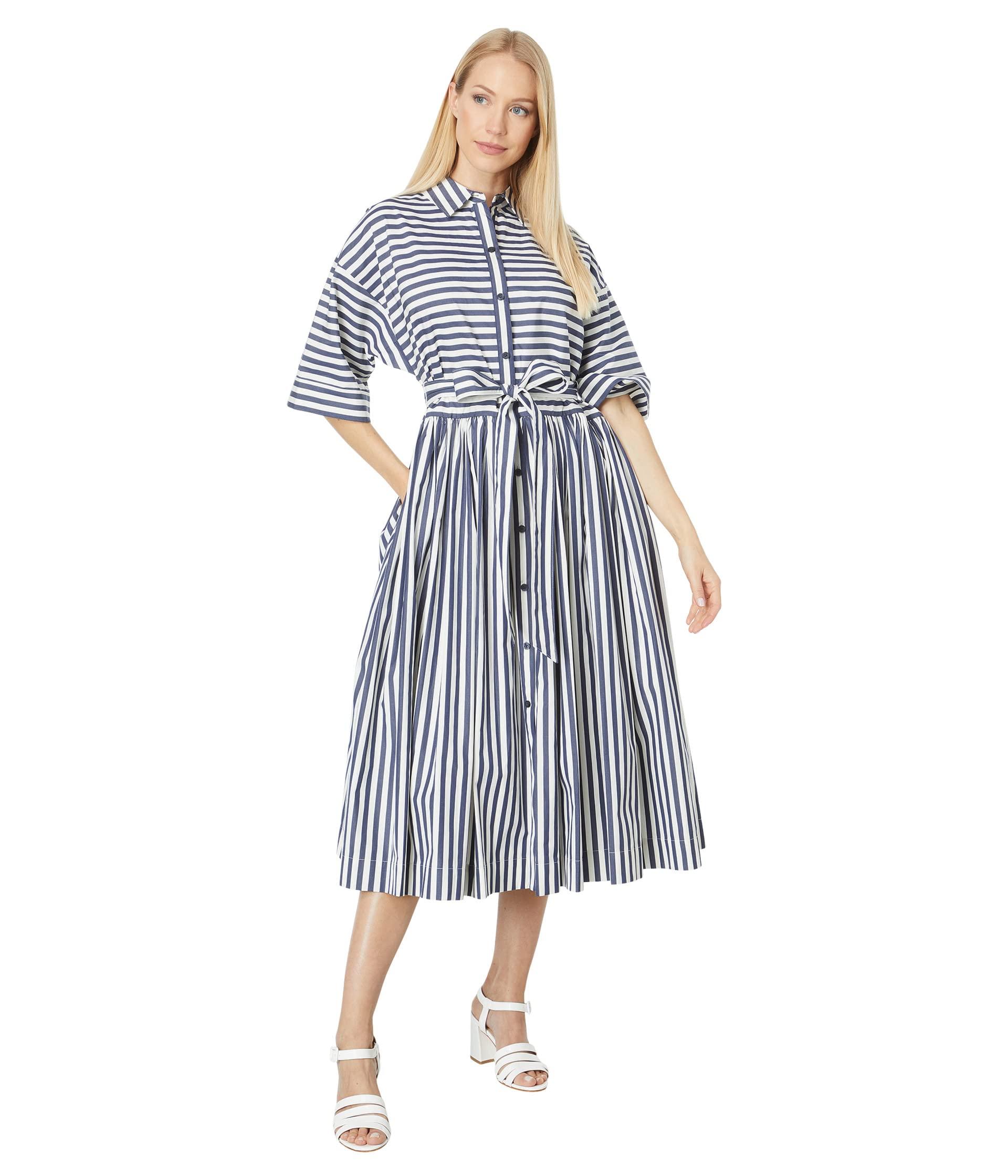 Kate Spade Julia Stripe Midi Shirtdress in Black | Lyst