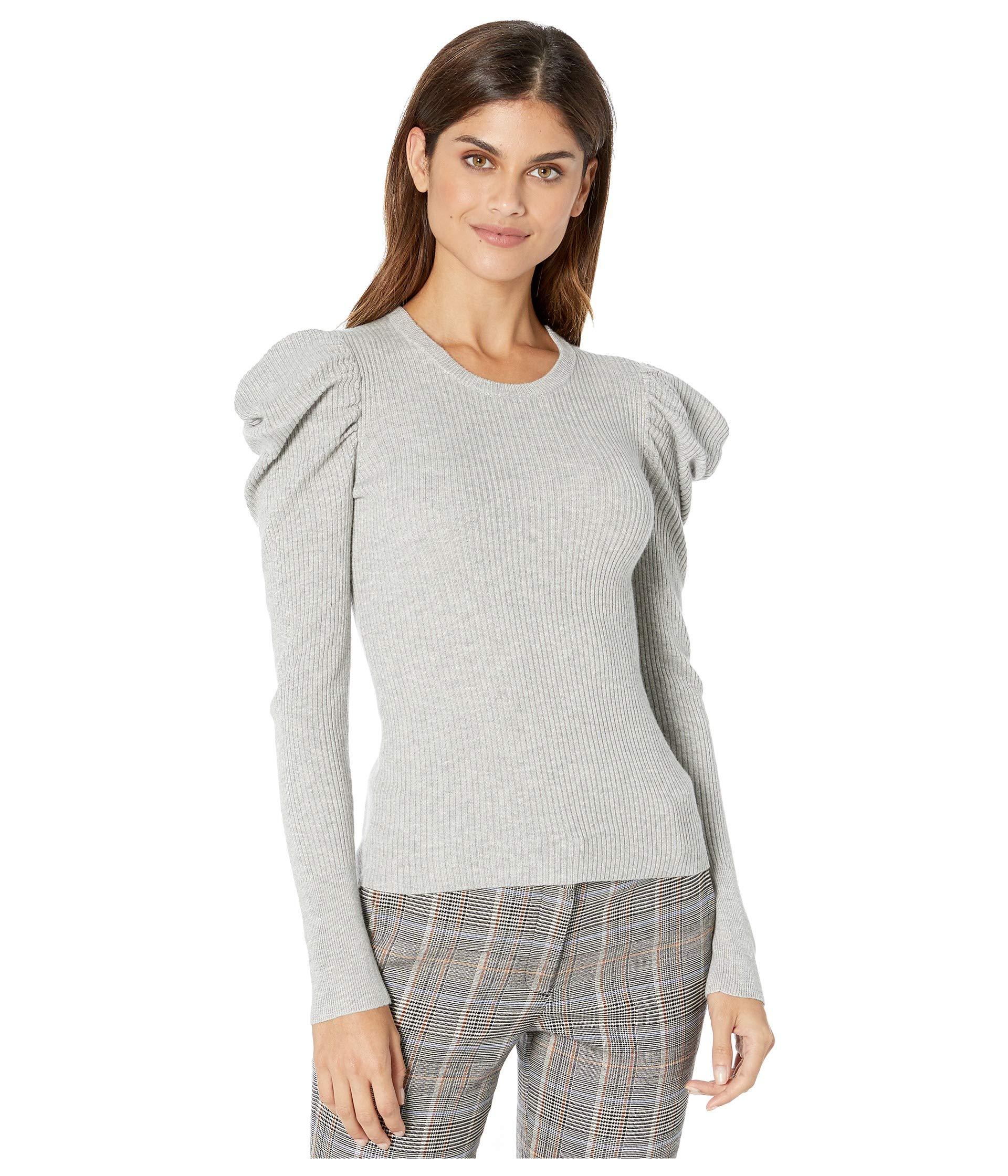 Splendid Synthetic Puff Sleeve Pullover Sweater in Silver (Metallic) Lyst