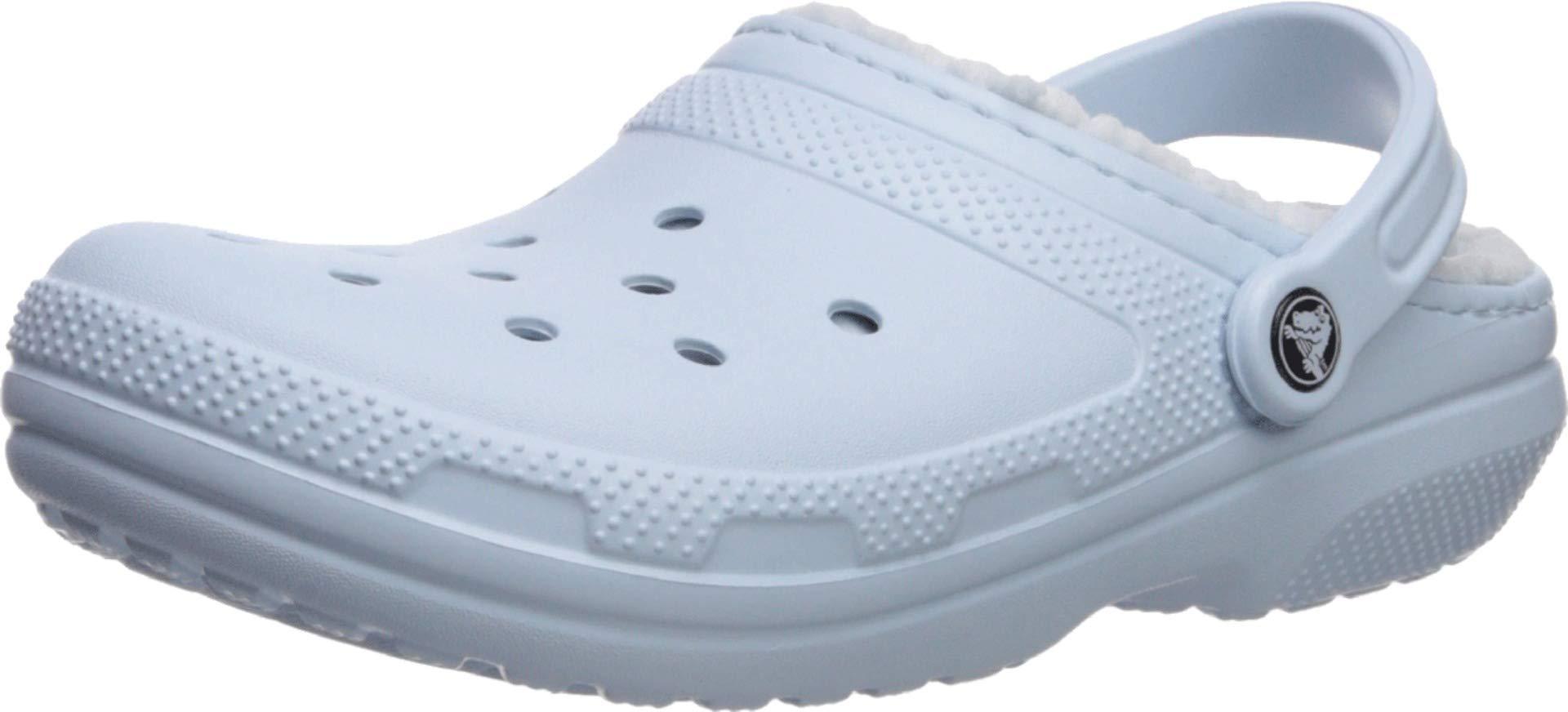 lined blue crocs