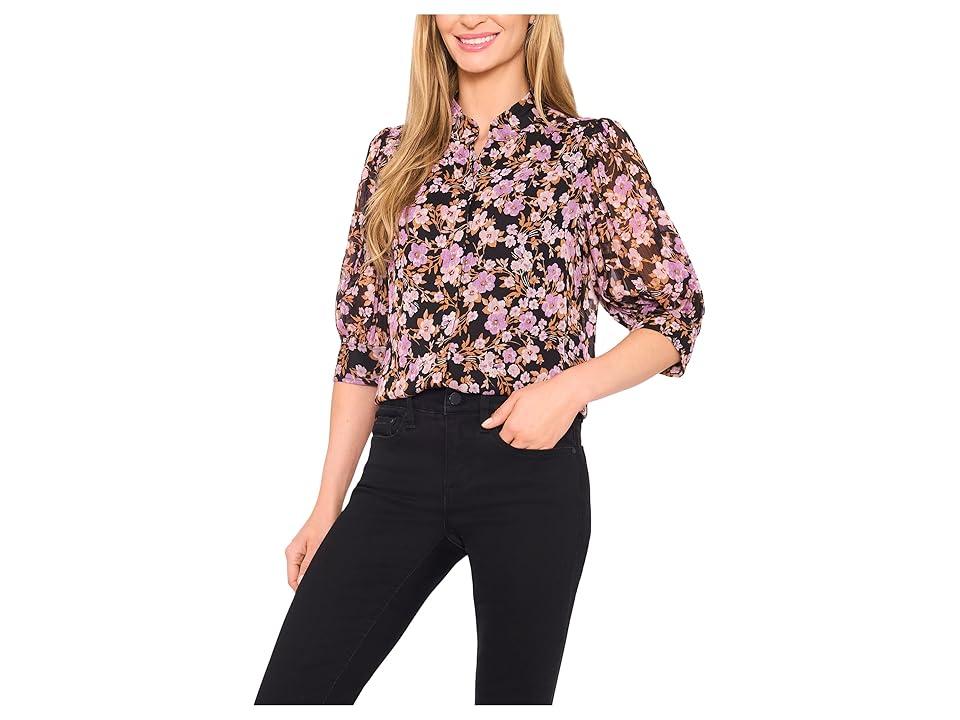 (取寄) シーシー レディース ラグラン フラッター スリーブ ブラウザ CeCe women Raglan Flutter Sleeve Blouse Rich Black CeCe Women's Contrast Trimmed Flutter Sleeve Blouse - Macy's
