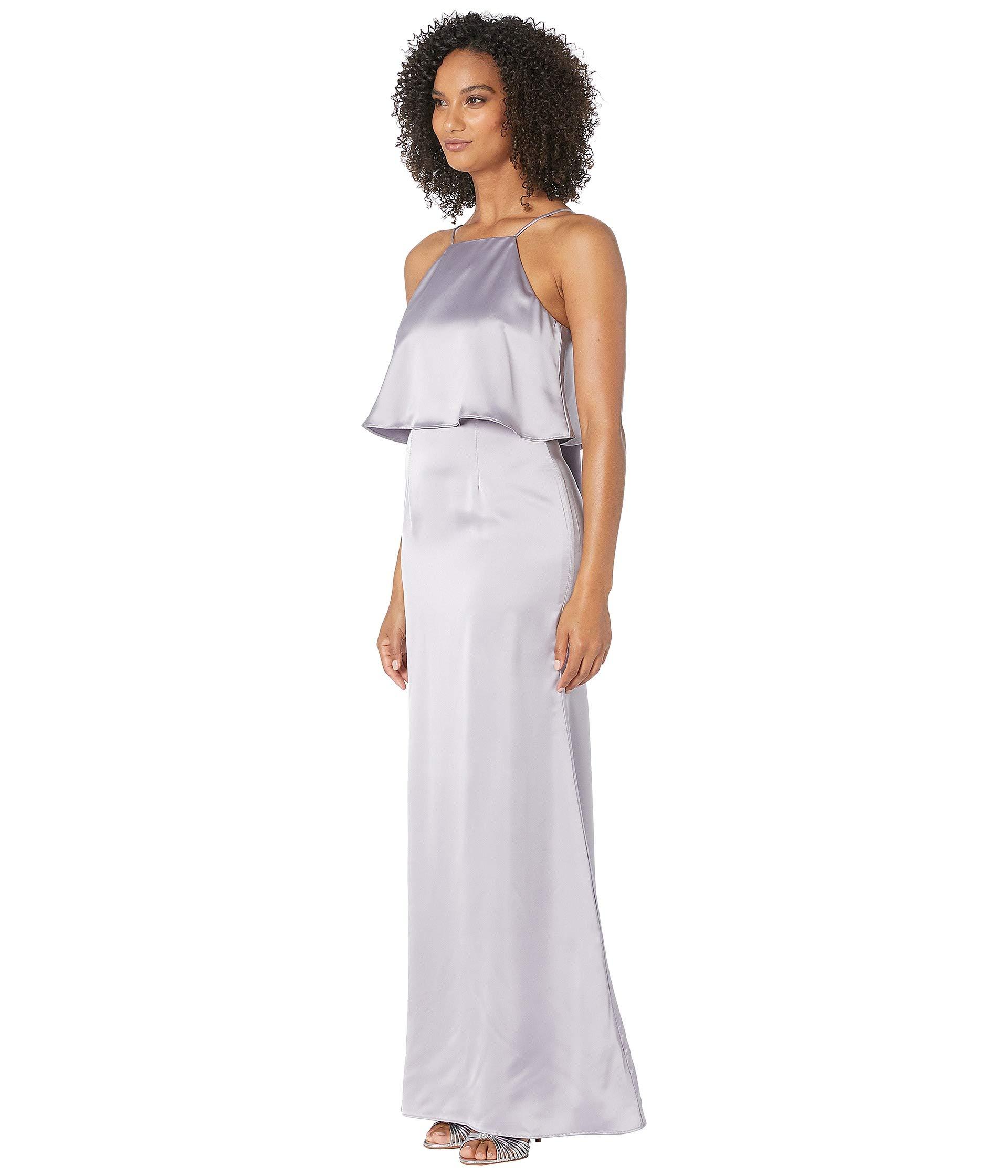 Adrianna Papell Satin Halter Popover Evening Gown in Gray - Lyst