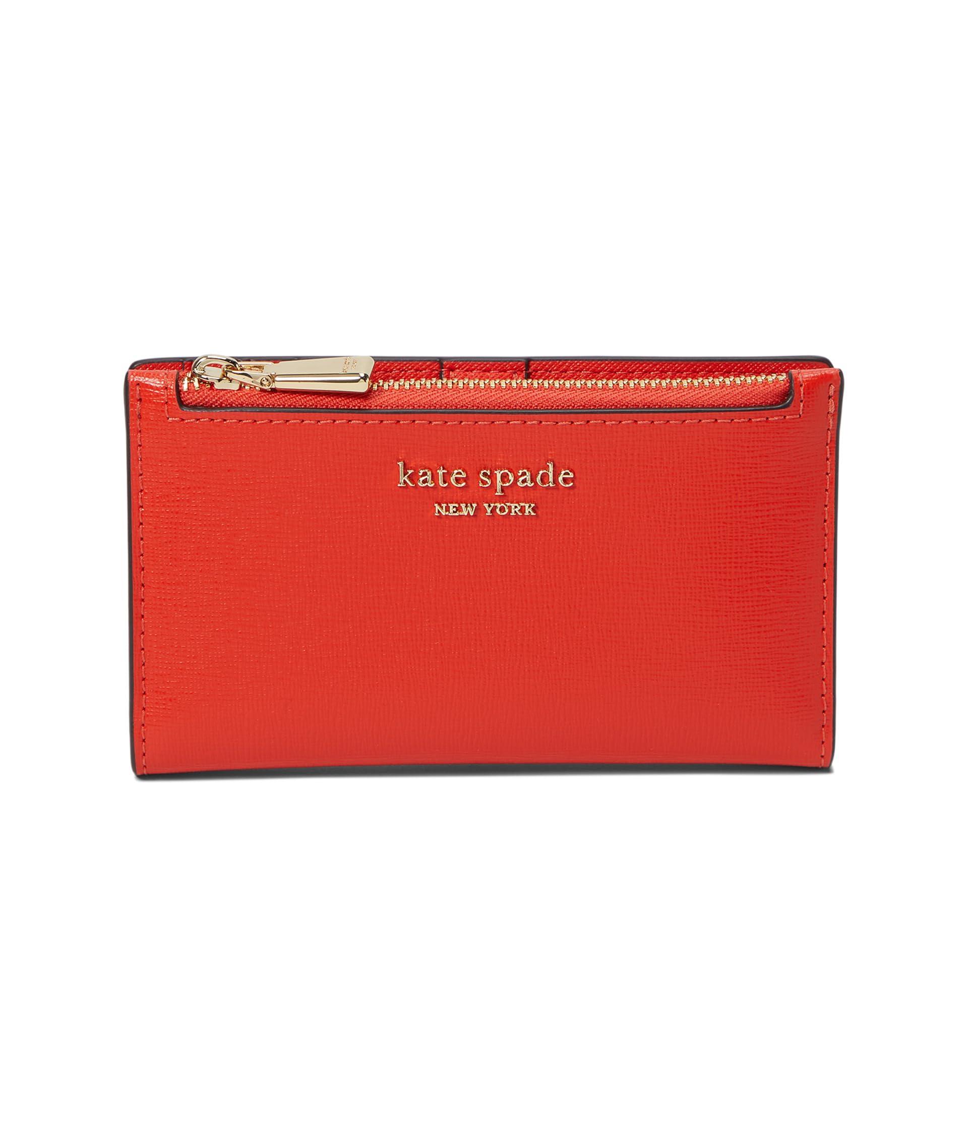 Kate Spade Morgan Saffiano Leather Small Slim Bifold Wallet in Red