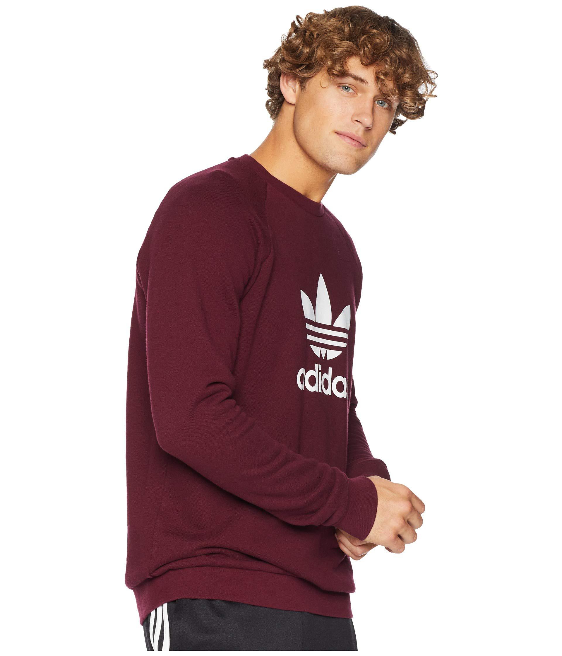 adidas originals trefoil crew neck sweatshirt in maroon